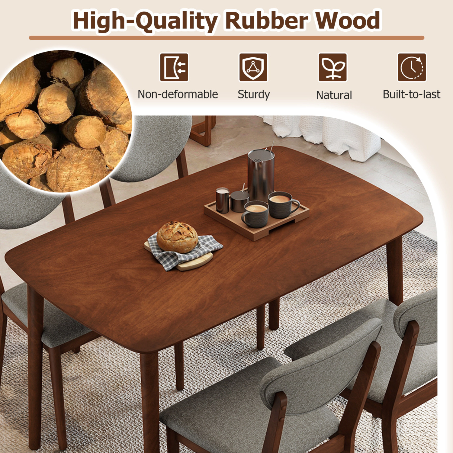 LJG Rectangular Kitchen Table for Living Room Breakfast Nook