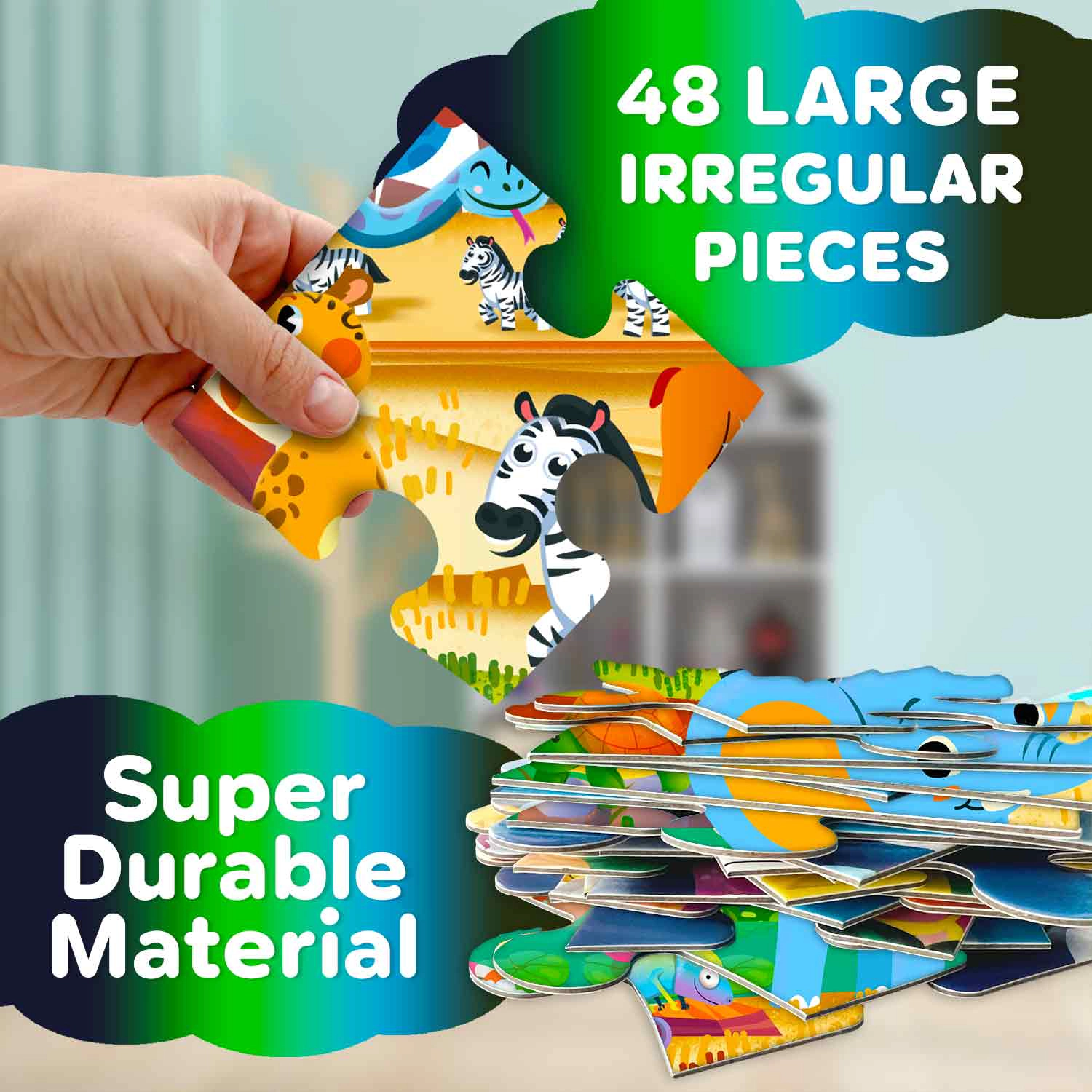 QUOKKA Giant Floor Jigsaw Puzzles, 48 Piece Search & Find Glow-in-the-Dark Puzzle Set for Kids Ages 4+