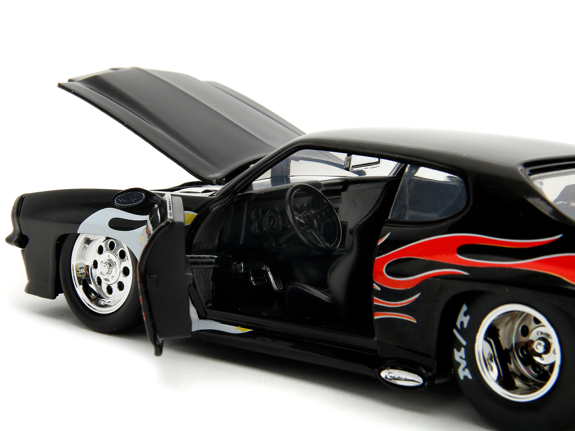 Jada 1971 Pontiac GTO Black with Flame Graphics "Bigtime Muscle" Series 1/24 Diecast Model Car by Jada