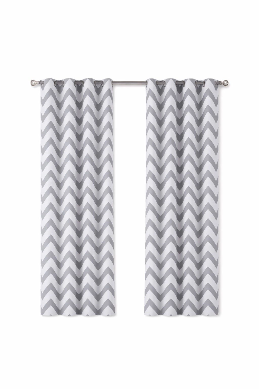 Kate Aurora 2 Piece Gray Chevron Room Darkening Grommet Top Window Curtain Panels For Short Windows
