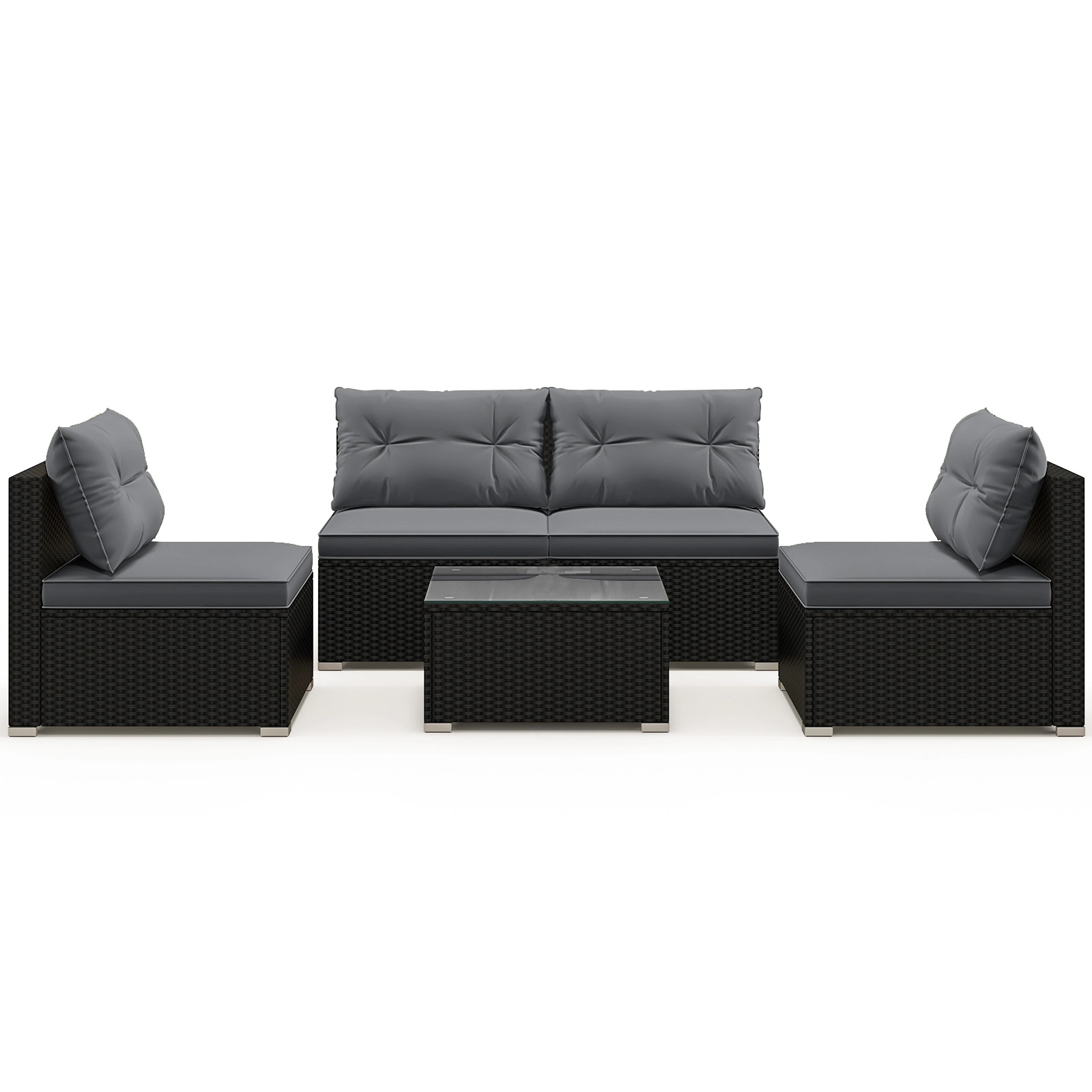 LJG 5-Piece Outdoor Patio Furniture Set with Cushions and Coffee Table