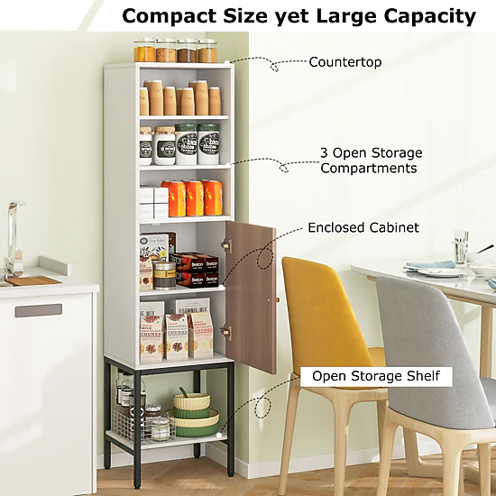 Glintex 57-Inch Narrow Cabinet with Metal Legs Soft-Close Hinges and 165-Lb Load