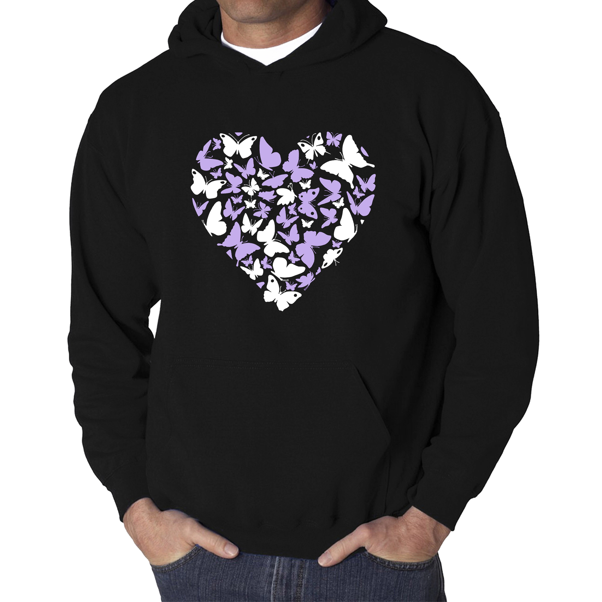 LA Pop Art Butterfly Heart - Men's Word Hooded Sweatshirt