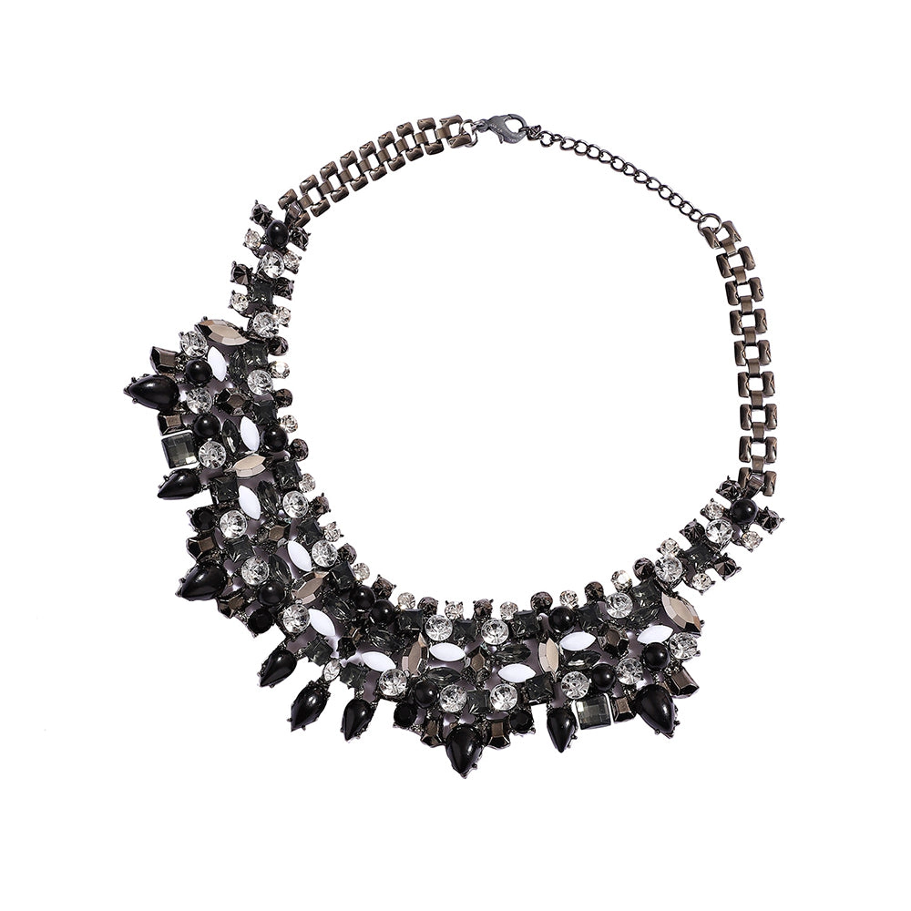 SOHI Women's Onyx Black Party Statement Necklace
