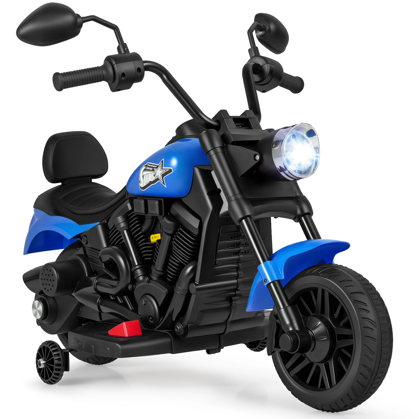 LJG 6V Kids Motorcycle with Headlight and Music Training Wheels