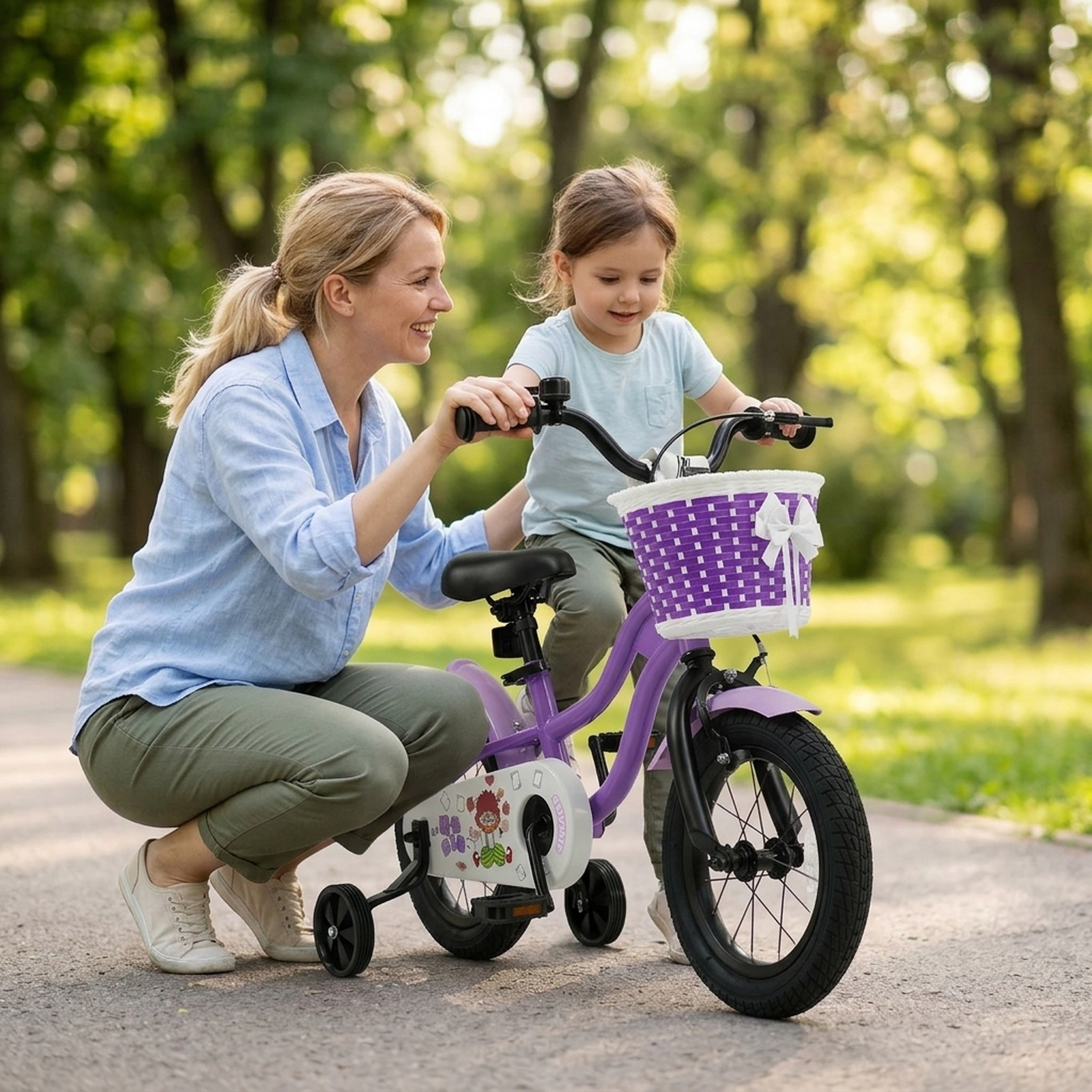 12-in Kids Bike Ages 3-4 Purple Toddler Bicycle Hand Brake Coaster Brake Mudguards 110-lb Capacity