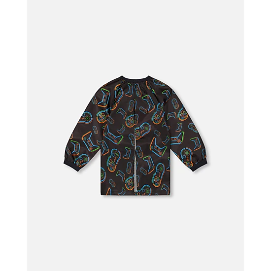 Deux par Deux Boys Water-Resistant Raglan Sleeve Game Controller Print Apron