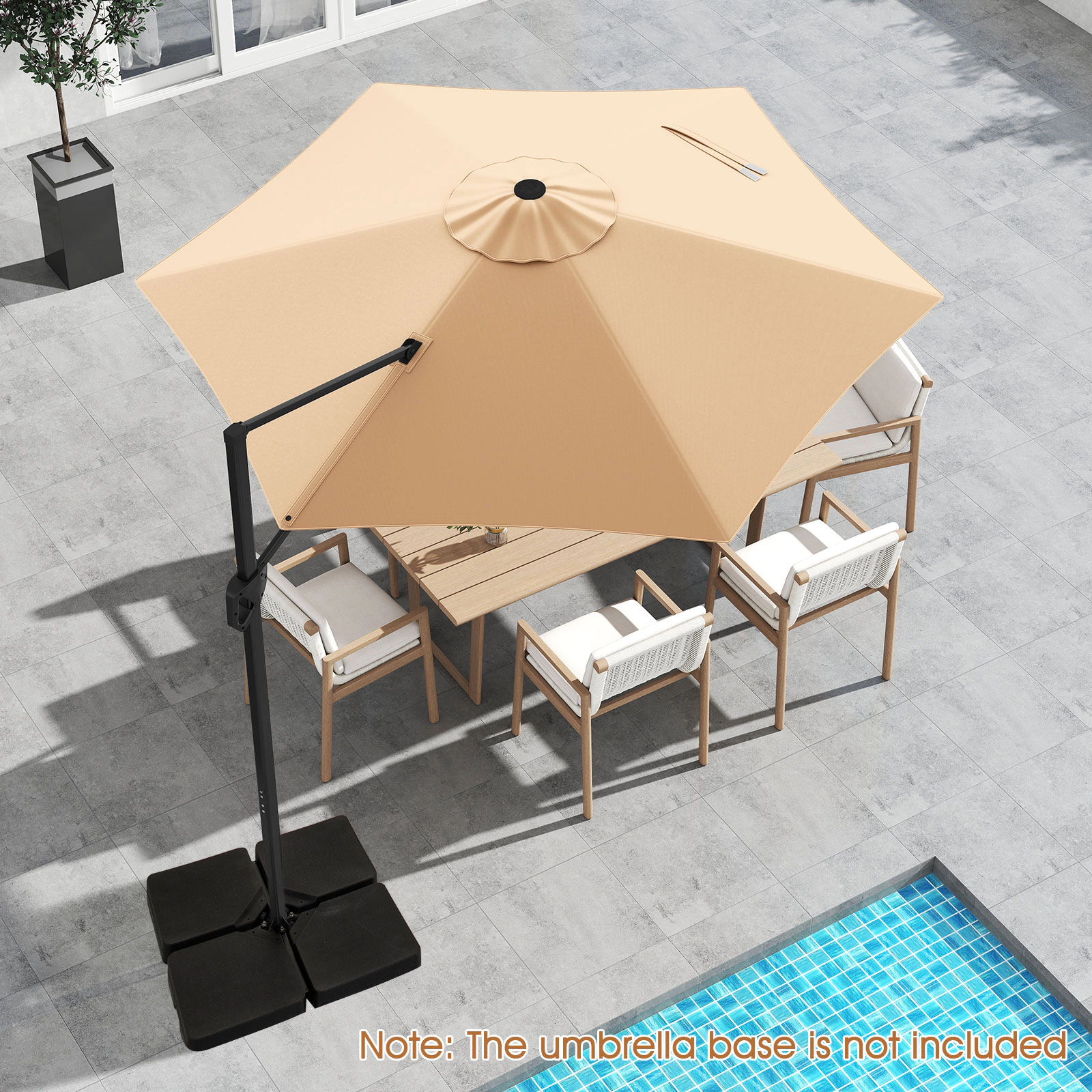 SUGIFT Beige 9 ft Cantilever Patio Umbrella with Vented Top and Handle Opening