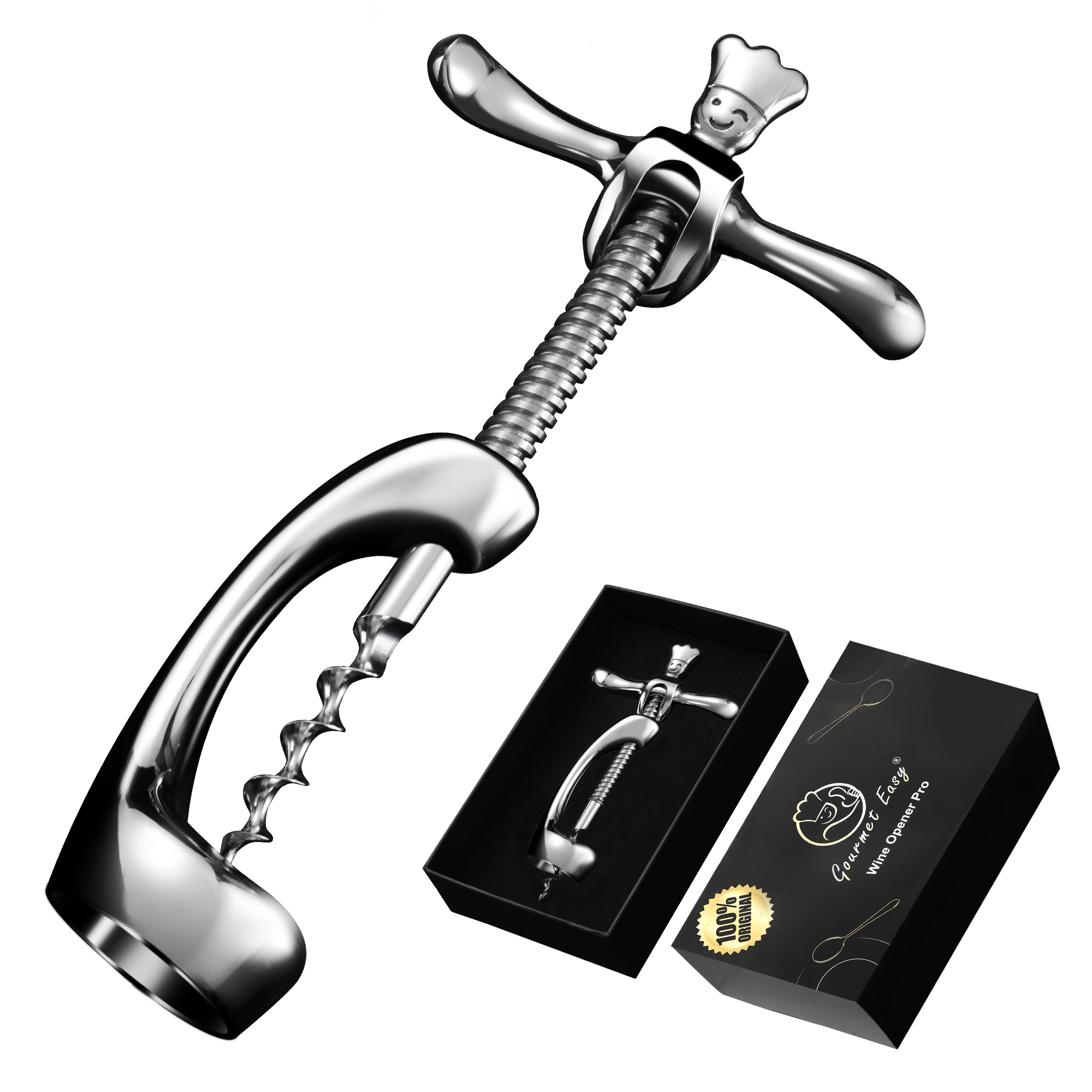 Gourmet Easy Corkscrew Wine Bottle, Stainless Steel Heavy-Duty Wine Bottle Opener