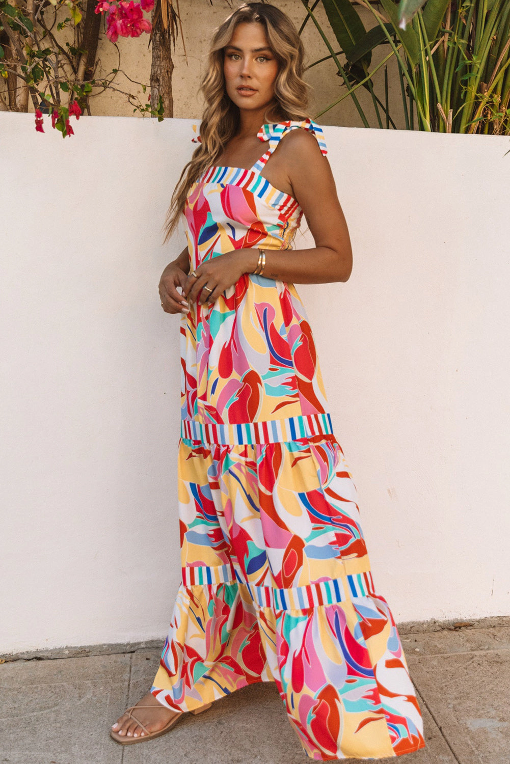 Threaded Pear Women's Milan Striped Trim Maxi Sundress