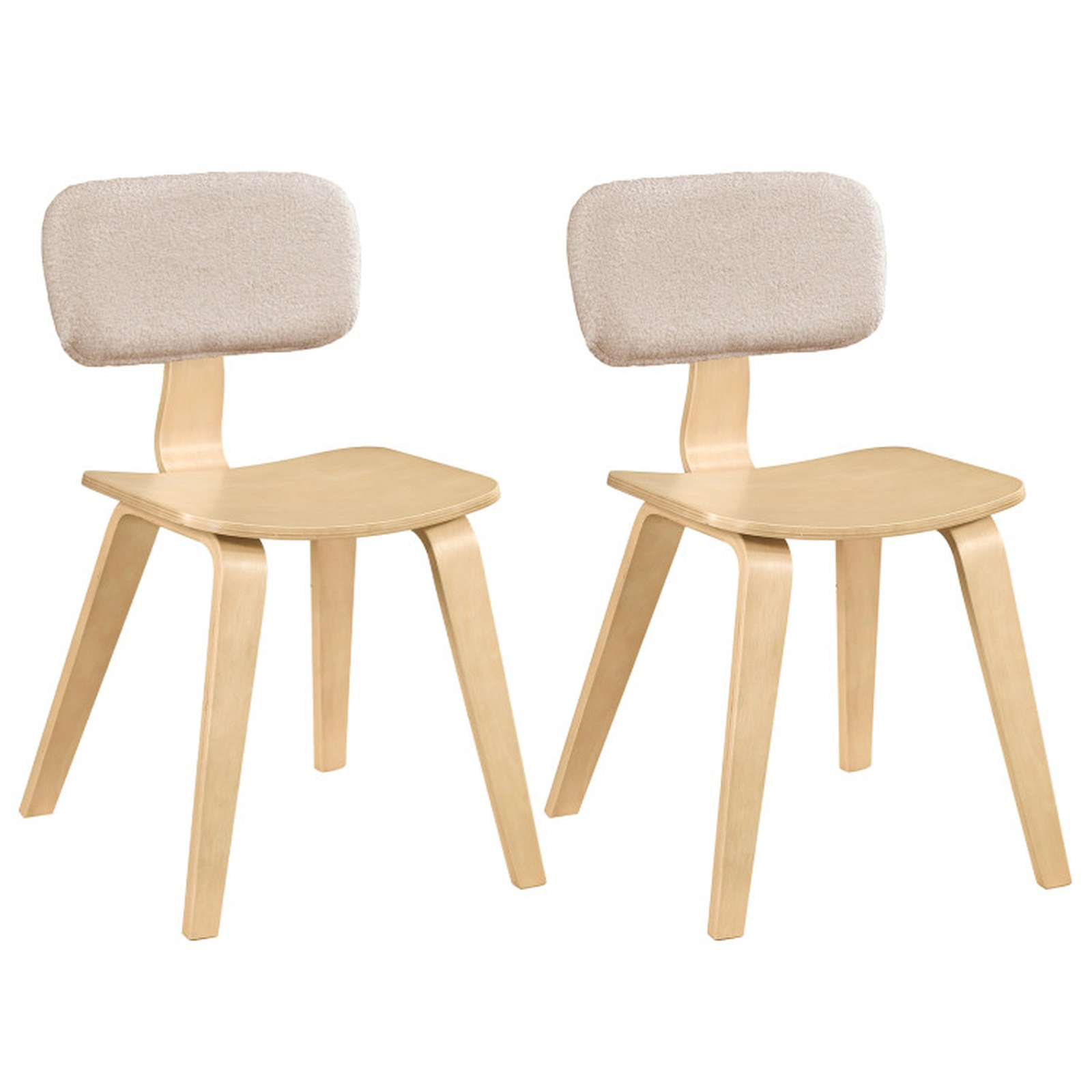 SUGIFT Set of 2 Rubber Wood Teddy Velvet Backrest Dining Chairs 20.5-in x 18.5-in x 31.5-in 330-lb Capacity Natural