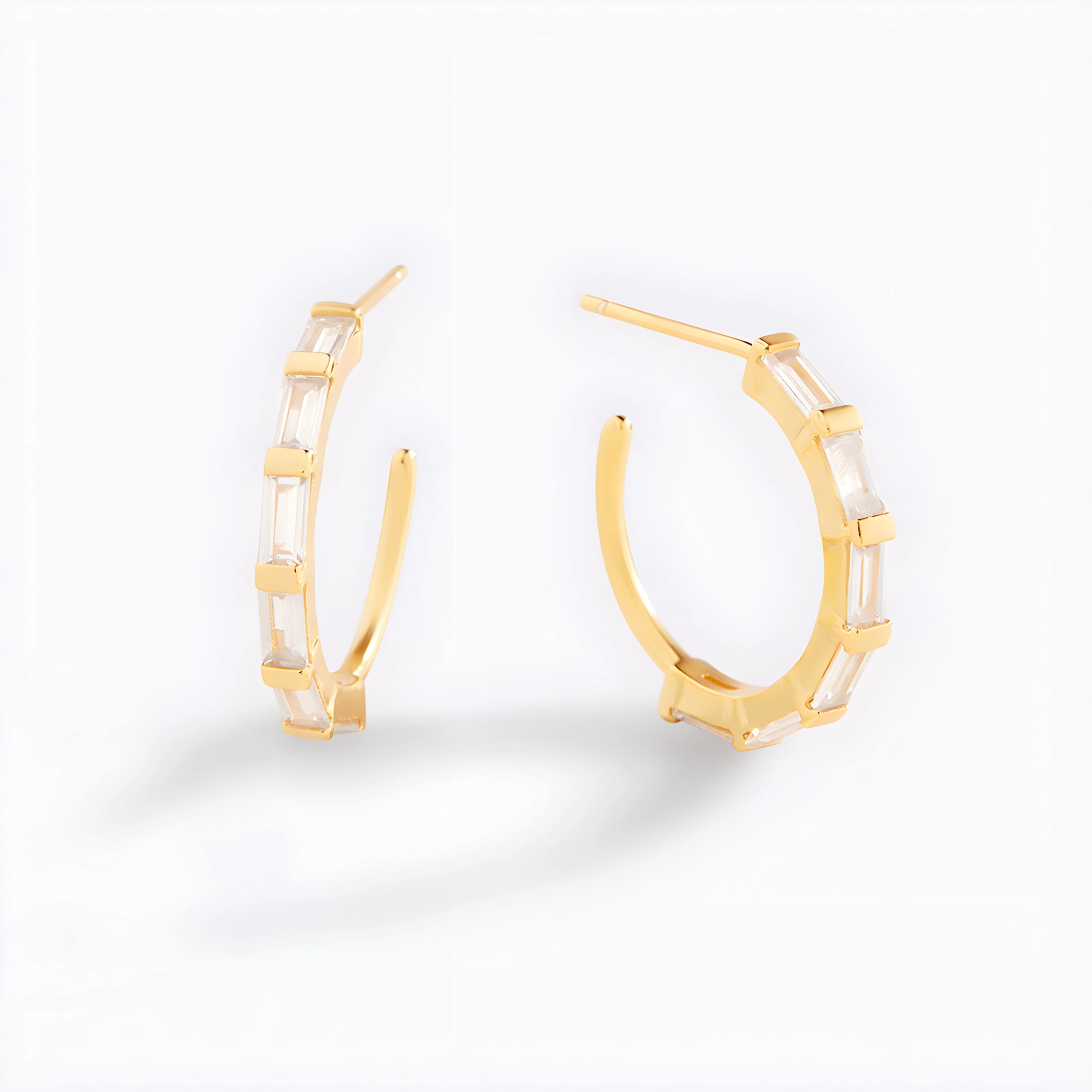 Mint & Lily Women's Baguette Cubic Zirconia Hoop Earrings