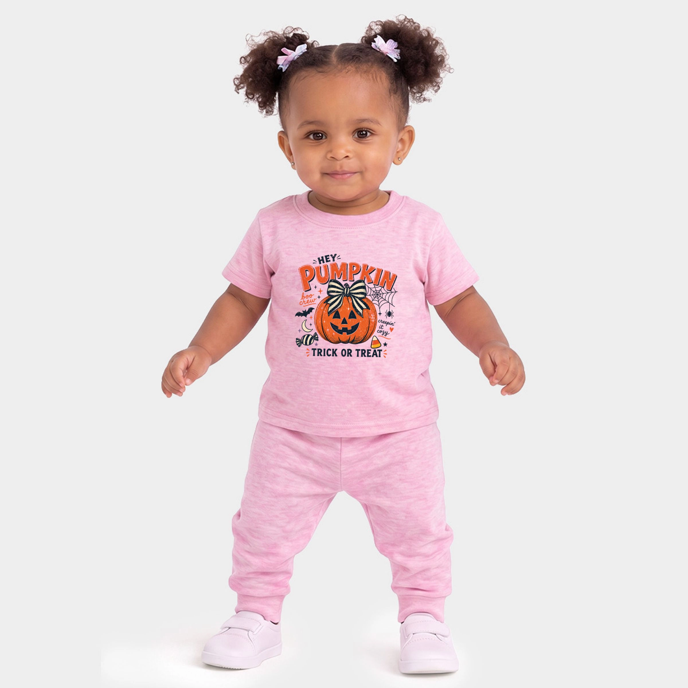 The Juniper Shop - Infant Jogger Pant Crew Set Hey Pumpkin Trick or Treat
