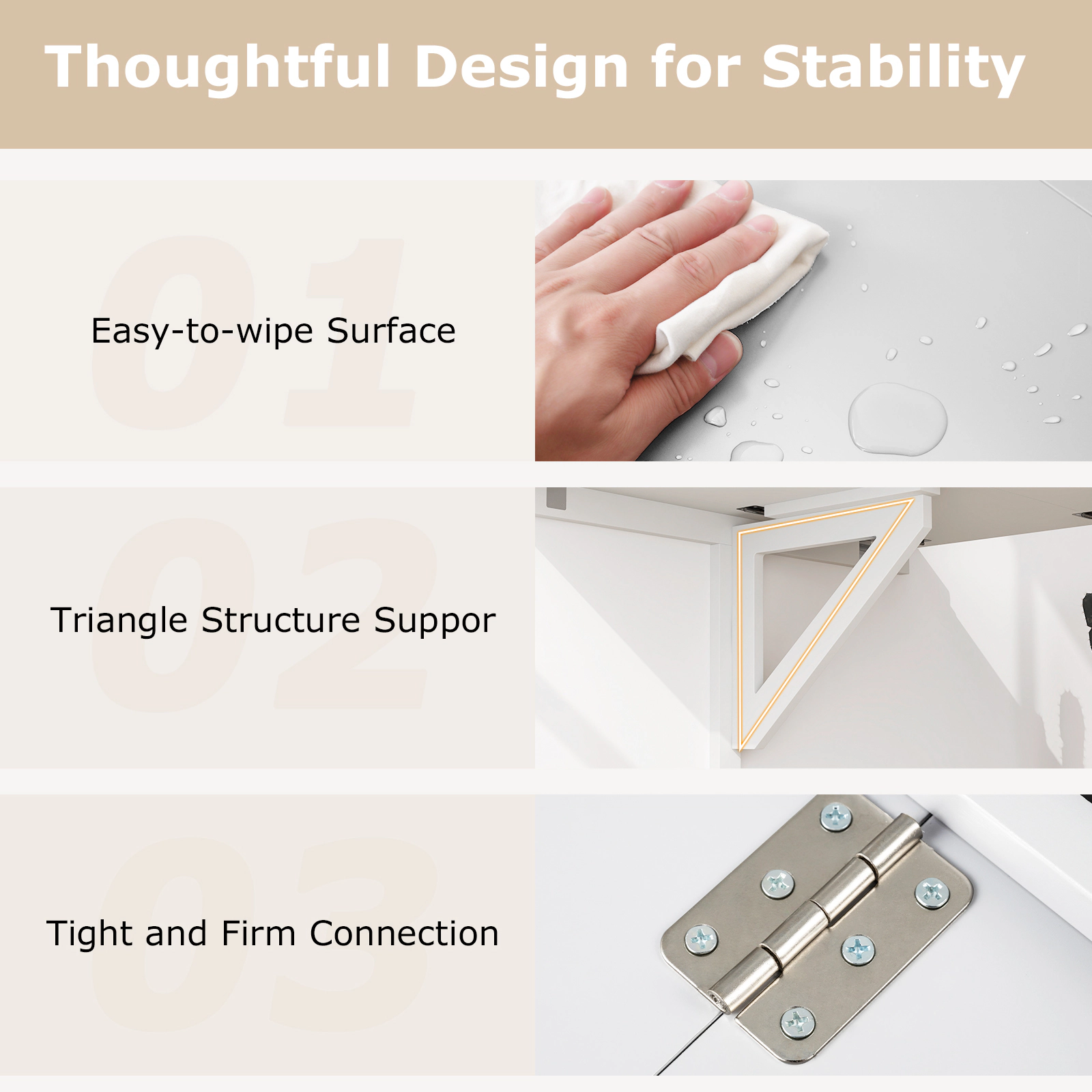 SUGIFT Wall Mounted Drop Leaf Folding Floating Desk 31.5-in x 23.5-in x 17-in 66-lb Capacity Folds to 3-in Deep White