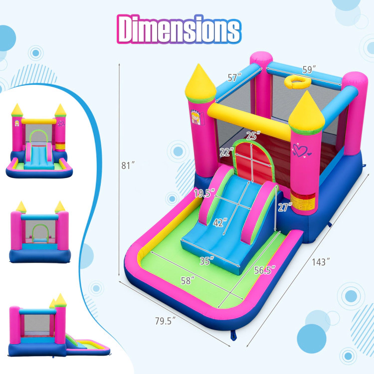 Hivvago Inflatable Bounce House 4-in-1 Kids Princess-themed Bouncer Blow-up Bouncy Castle