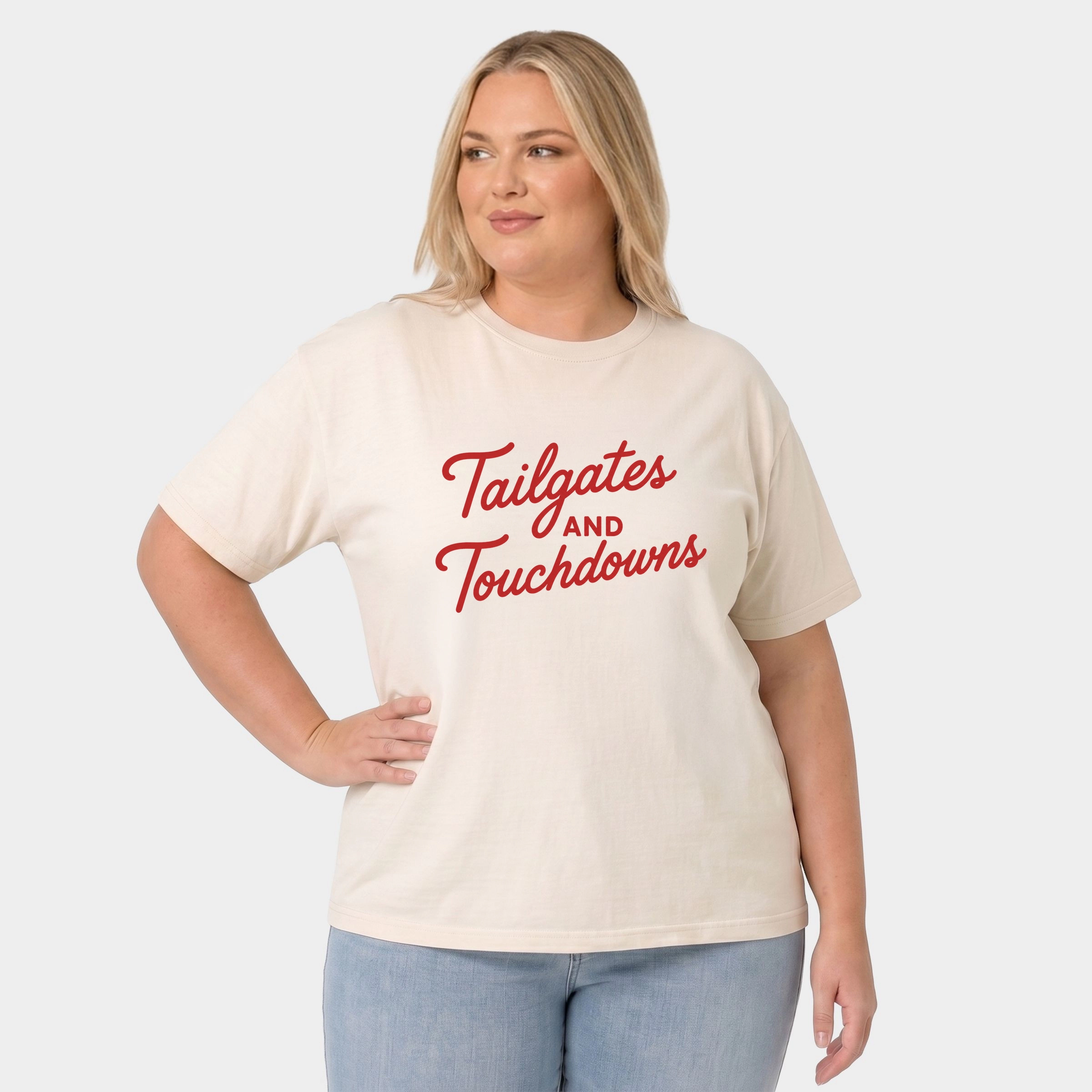 Simply Sage Market - Women's Plus Sized Garment Dyed Graphic T-Shirt - Tailgates and Touchdowns