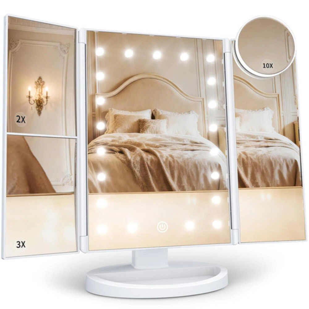 Novsight Trading Unisex Trifold Lighted Magnifying Vanity Mirror