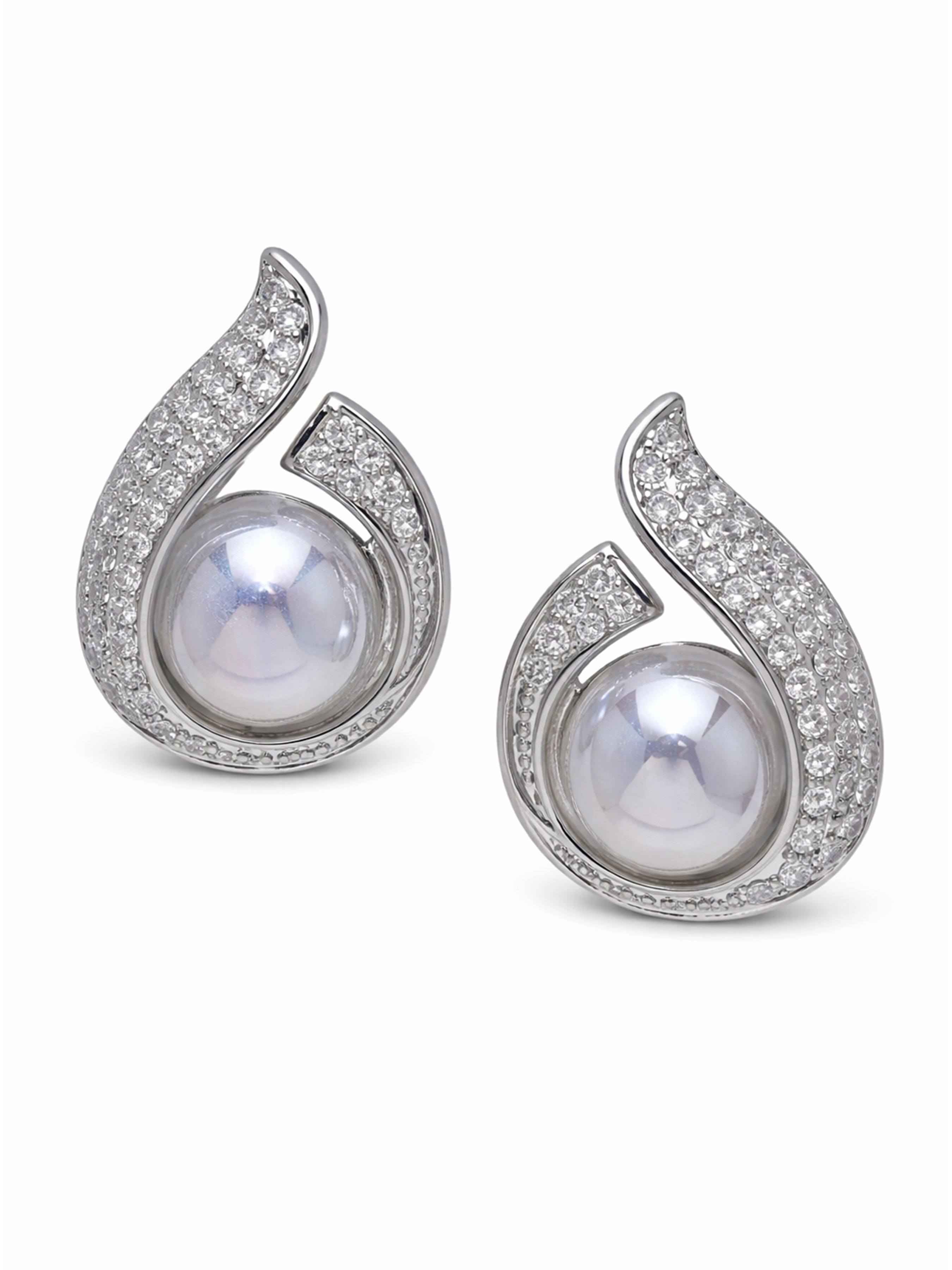 AGP PARIS Womens Swirl Opalescent Stone Stud Earrings