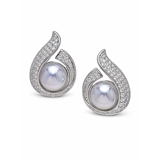 AGP PARIS Womens Swirl Opalescent Stone Stud Earrings