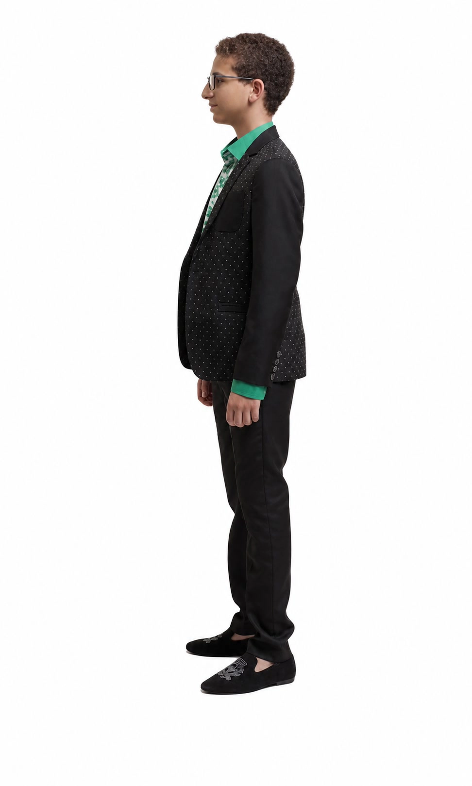 Elie Balleh Boys Slim Fit Diamond Dots Blazer