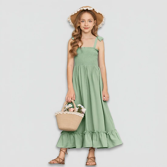 jcpenney beach dresses Arshiner Girls Summer Dress Boho Casual Smocked Maxi Floral Applique Fabric Description Size:AU24 One Shoulder Sky Blue