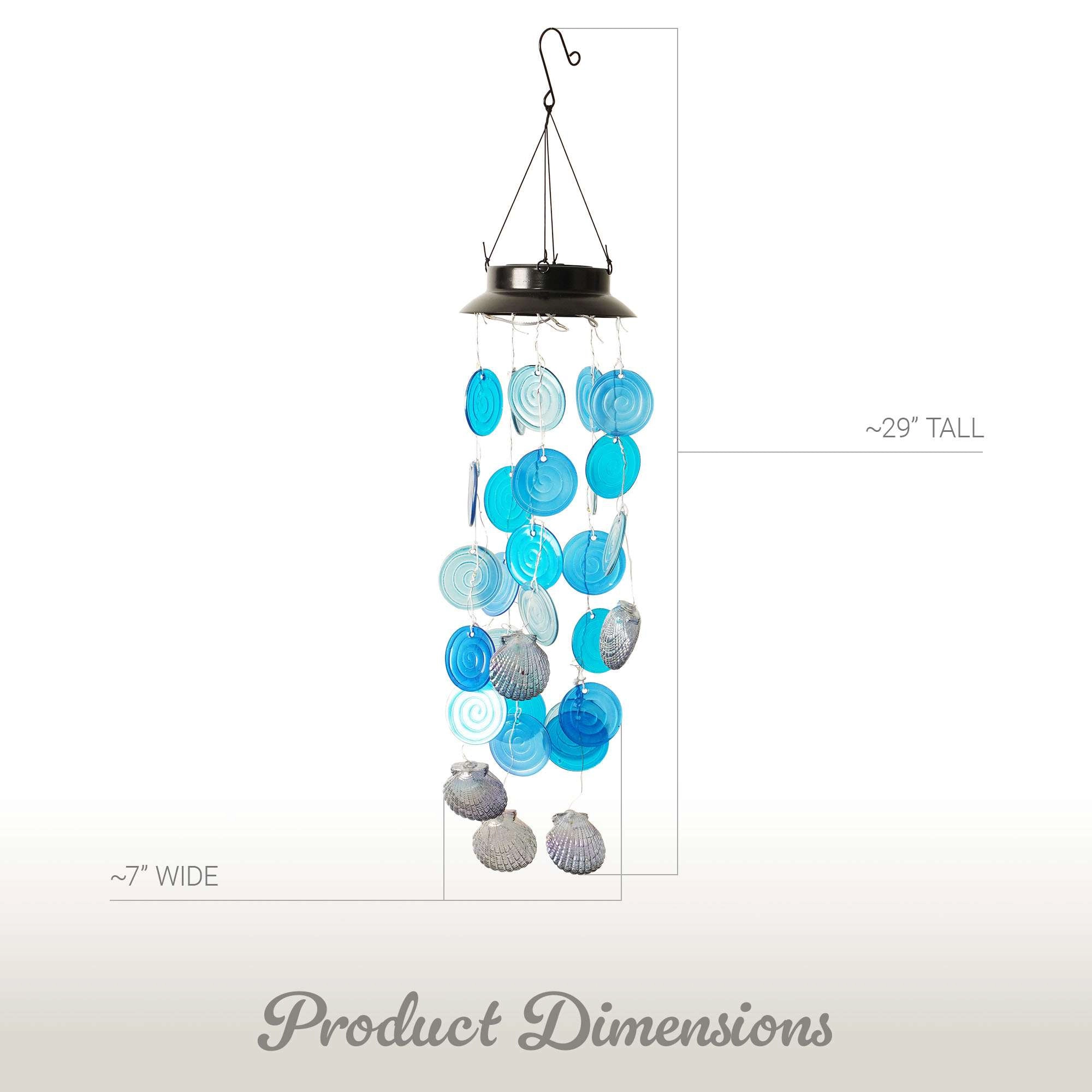 G128 Solar Sea Turtle Wind Chime with LED Lights, Outdoor