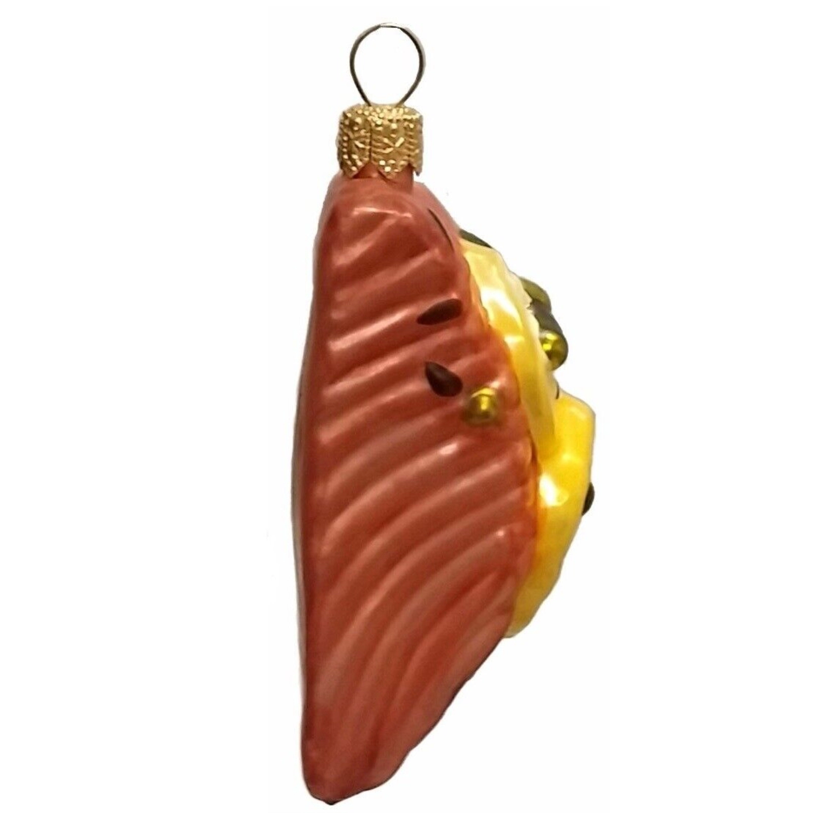 Pinnacle Peak Trading Company Slice of Salmon with Lemon Polish Glass Christmas Ornament Set of 2 Decorations