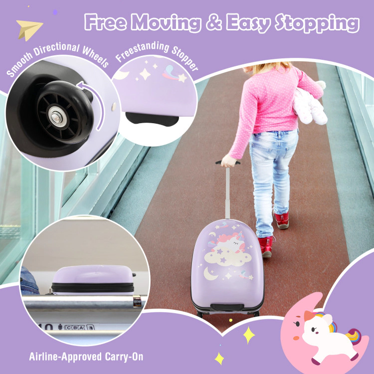 Hivvago 16 Inch Kids Carry-On Luggage Hard Shell Suitcase with Wheels