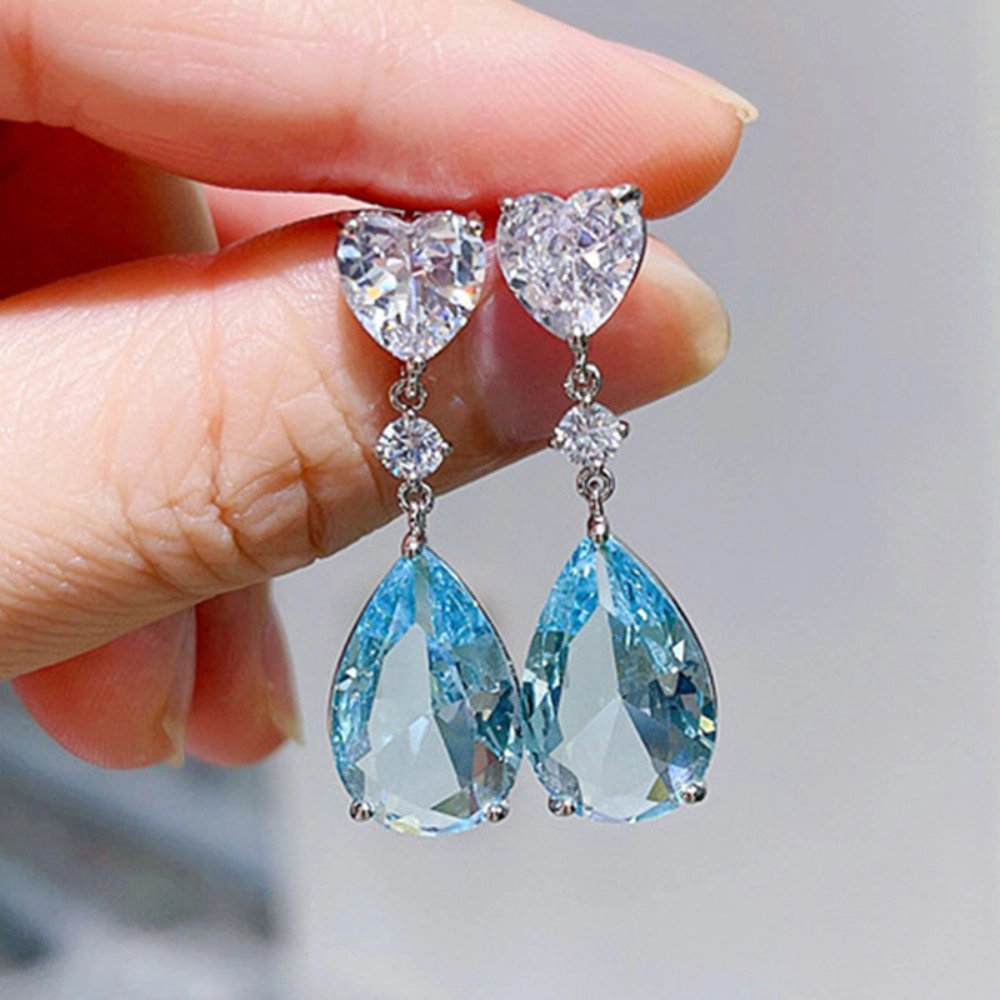 Elegant Heart Zirconia Drop Earrings for Women