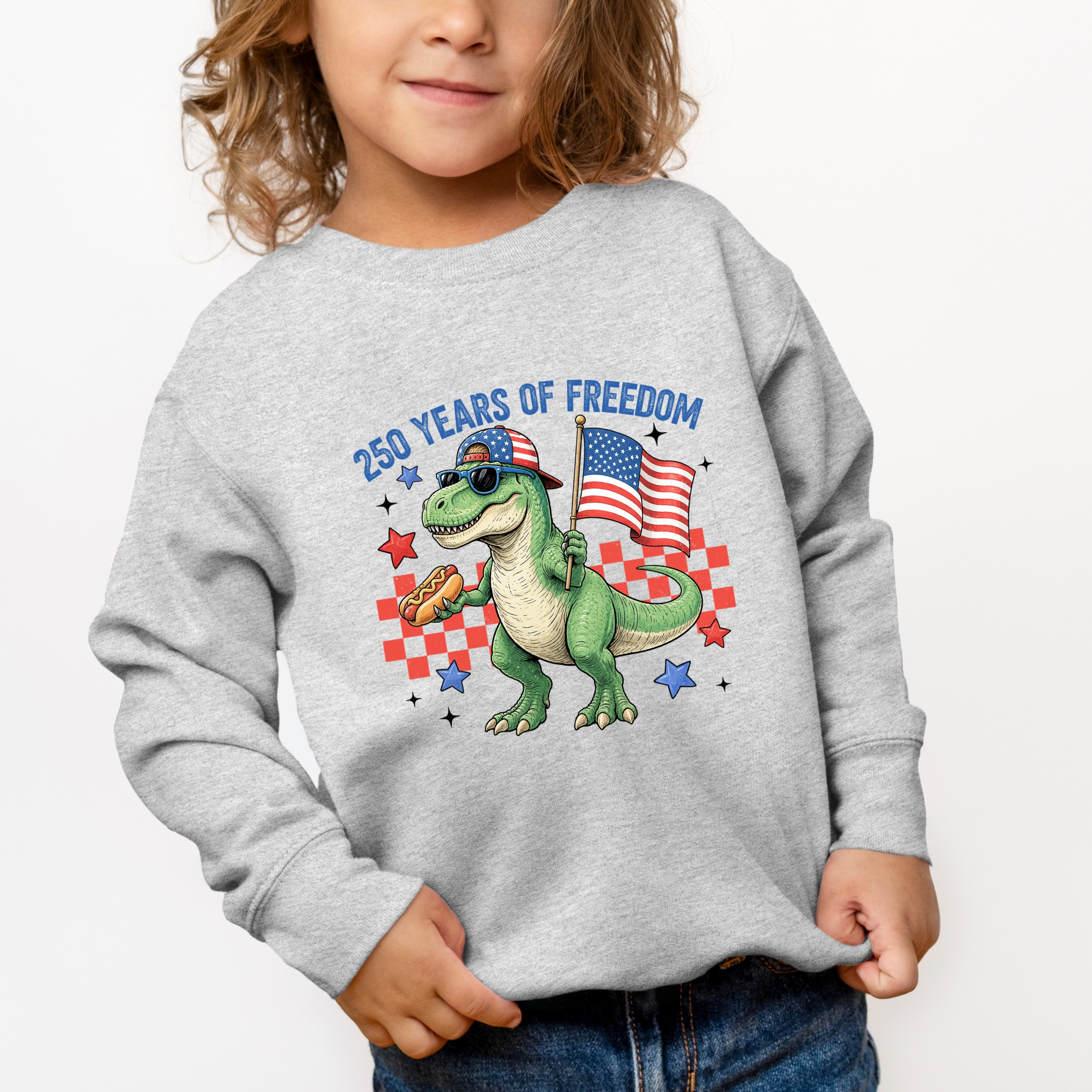 The Juniper Shop - 250 Years of Freedom Dinosaur Toddler Graphic Sweatshirt