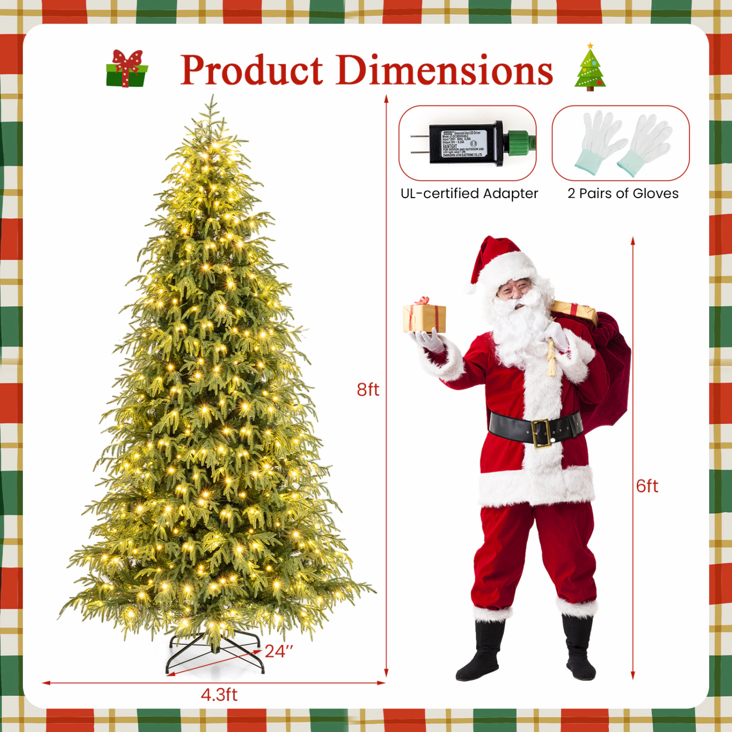 SlickBlue Artificial Christmas Tree with Warm White LED Lights
