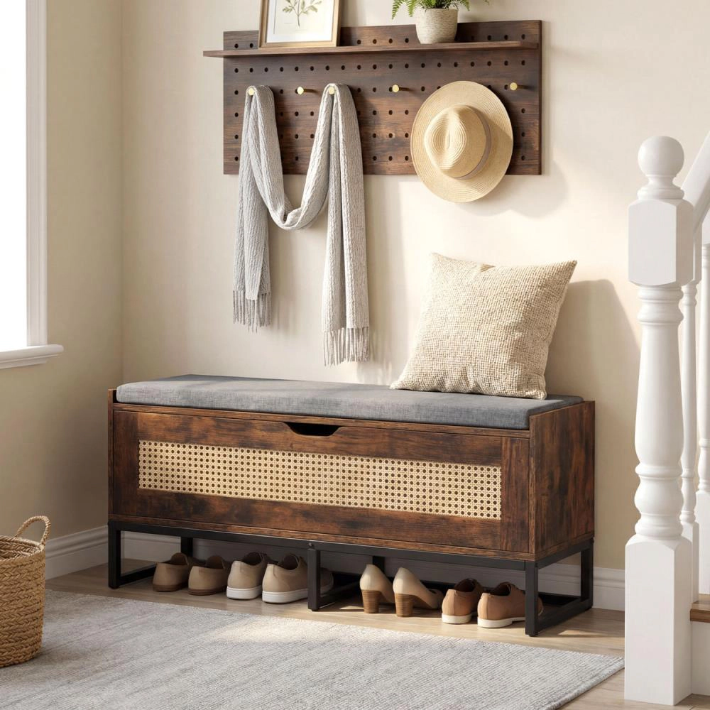 Hivvago Wicker Shoe Storage Bench with Seat