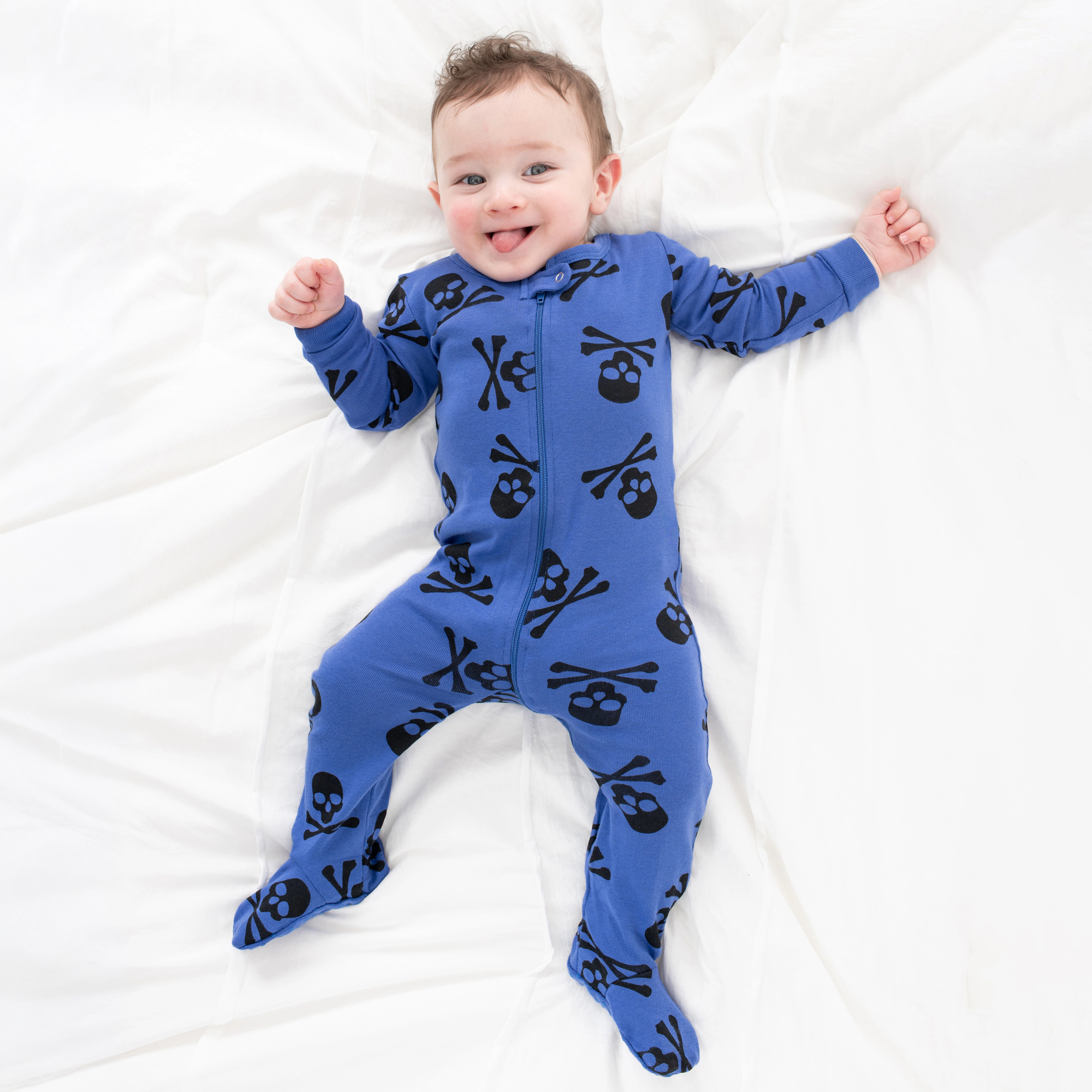 Leveret Baby Cotton Footed Halloween Skull Pajamas