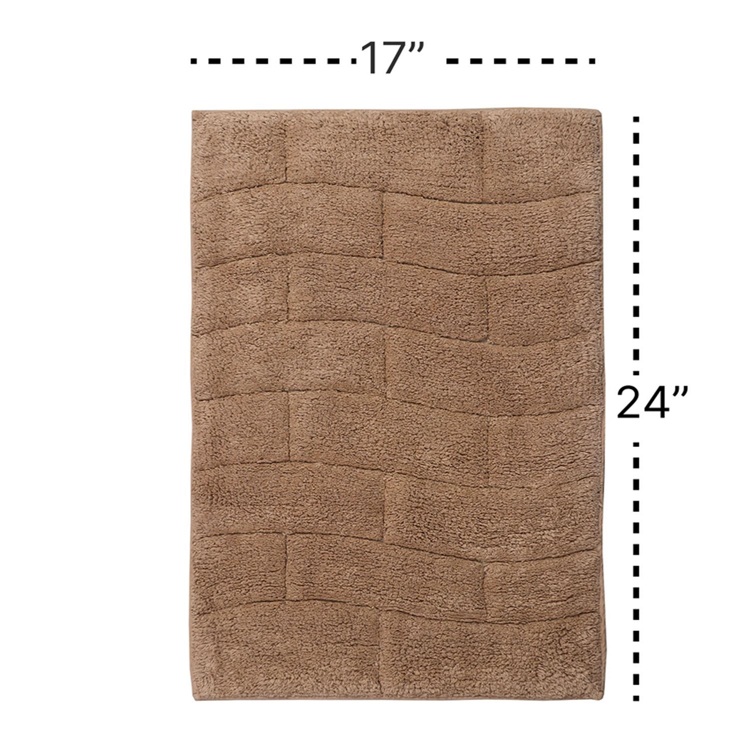 Knightsbridge Stylish And Comfortable All Season Traditional New Tile Design Cotton Bath Rug 17" X 24" Natural