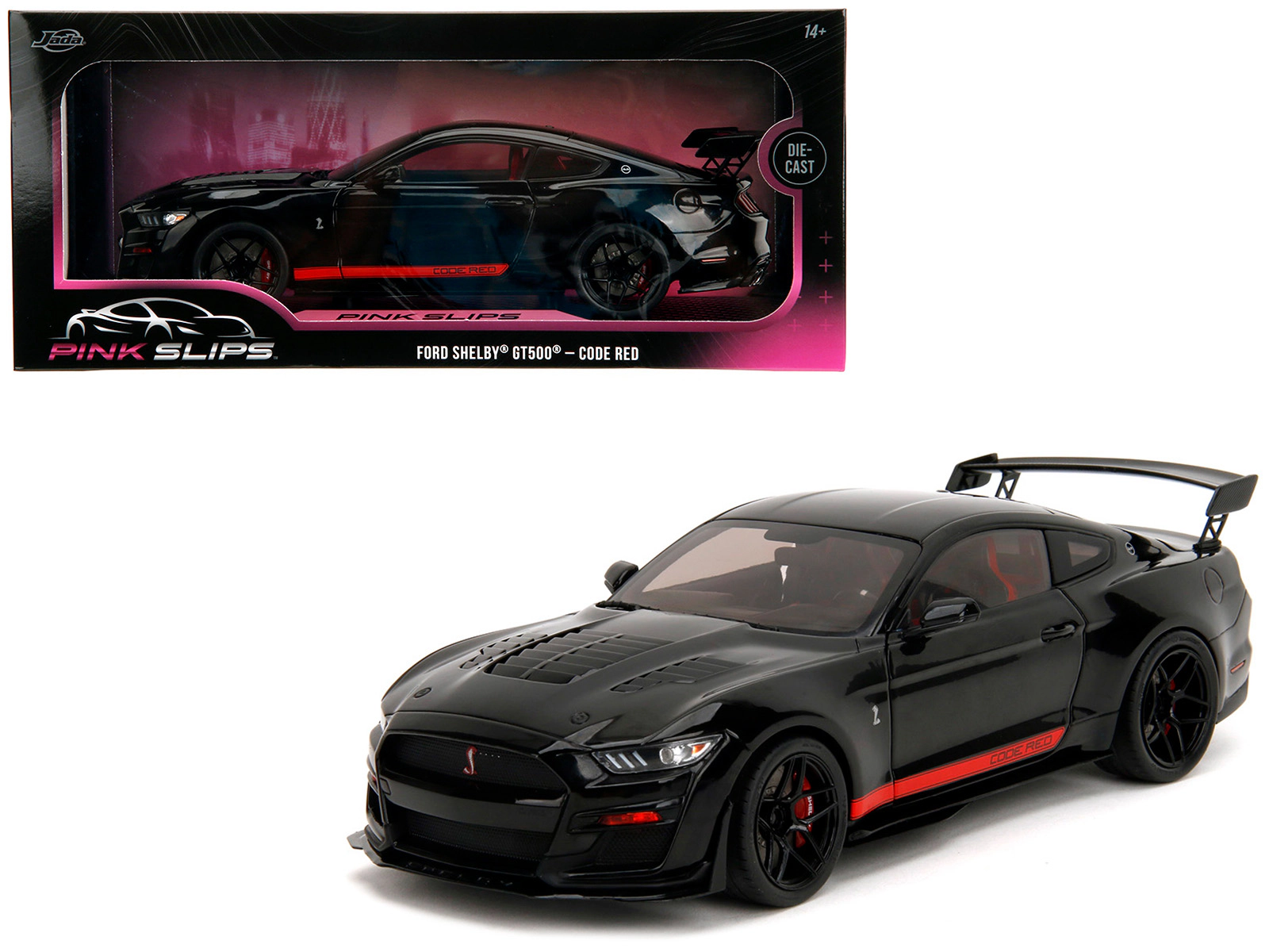 Jada Shelby GT500 "Code Red" Black with Red Stripes "Pink Slips" Series 1/18 Diecast Model Car by Jada