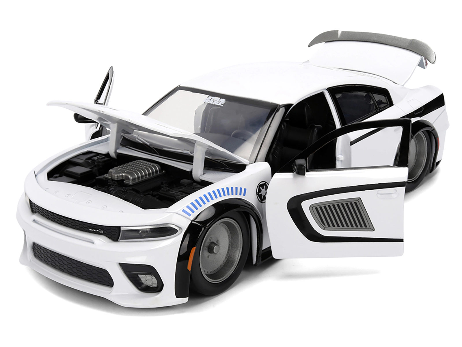 Jada 2021 Dodge Charger SRT Hellcat White with Graphics and Stormtrooper Figure "Star Wars" Franchise