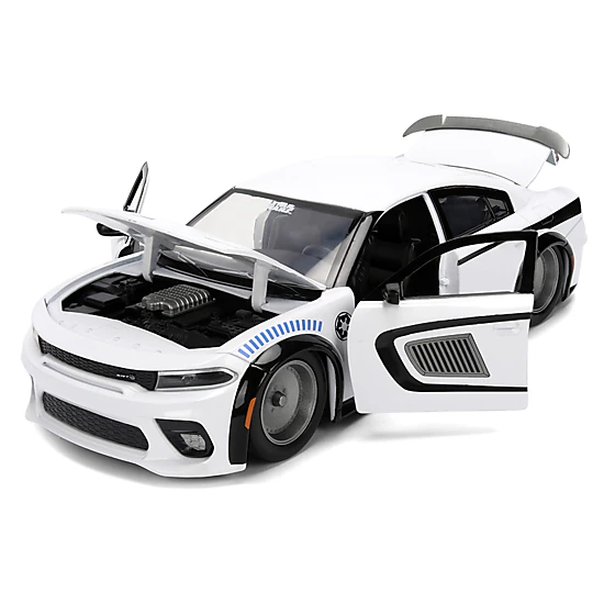 Jada Collectible 2021 Dodge Charger Srt Hellcat White With Graphics And Stormtrooper Figure "Star Wars" Franchise