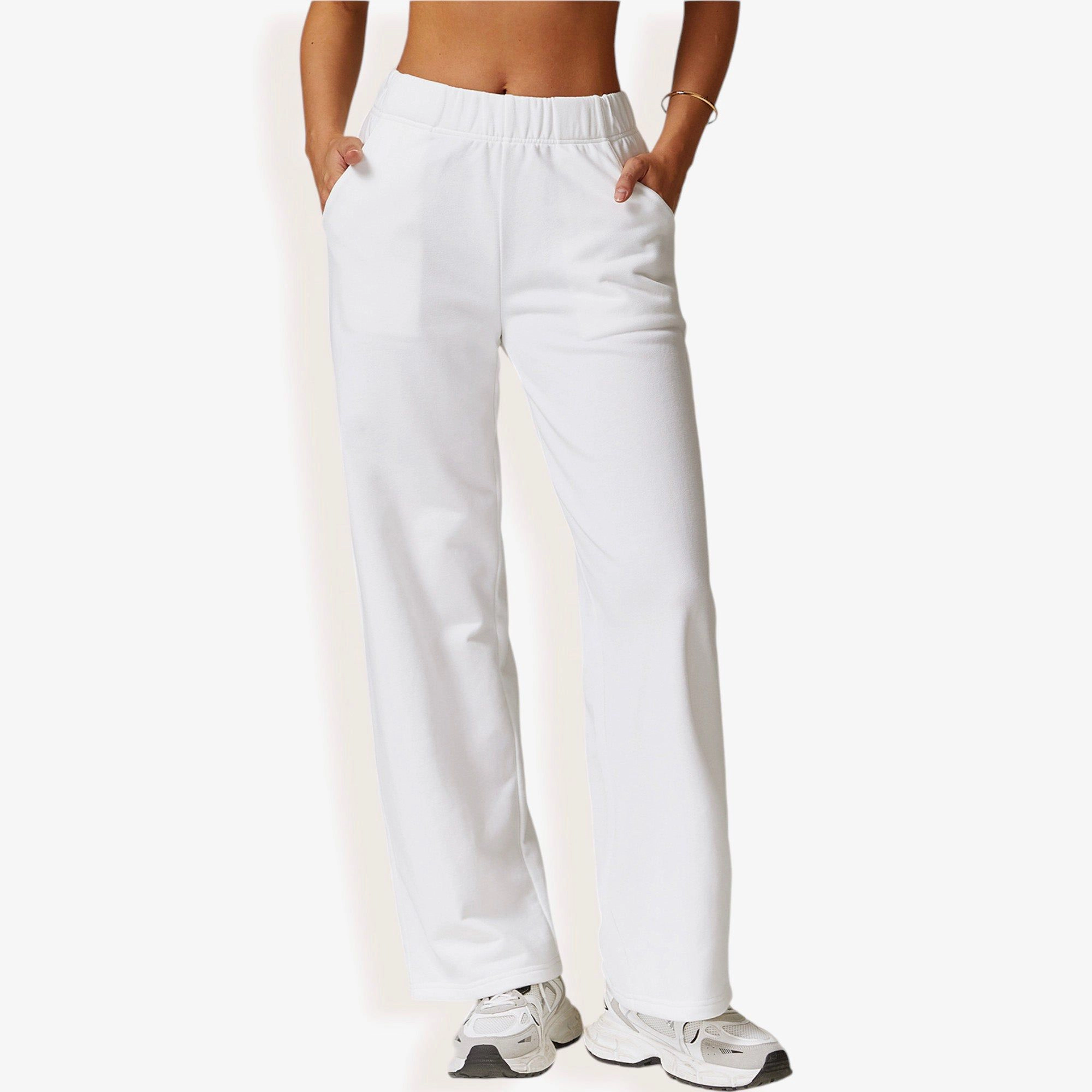 Anna-Kaci Women's Elastic Waist Wide-Leg Sweatpants with Pockets