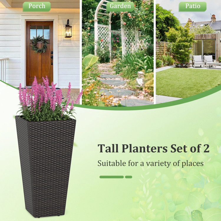 Hivvago 30 Inch Modern Decorative Planter Pots Set of 2 with Open-ended Base