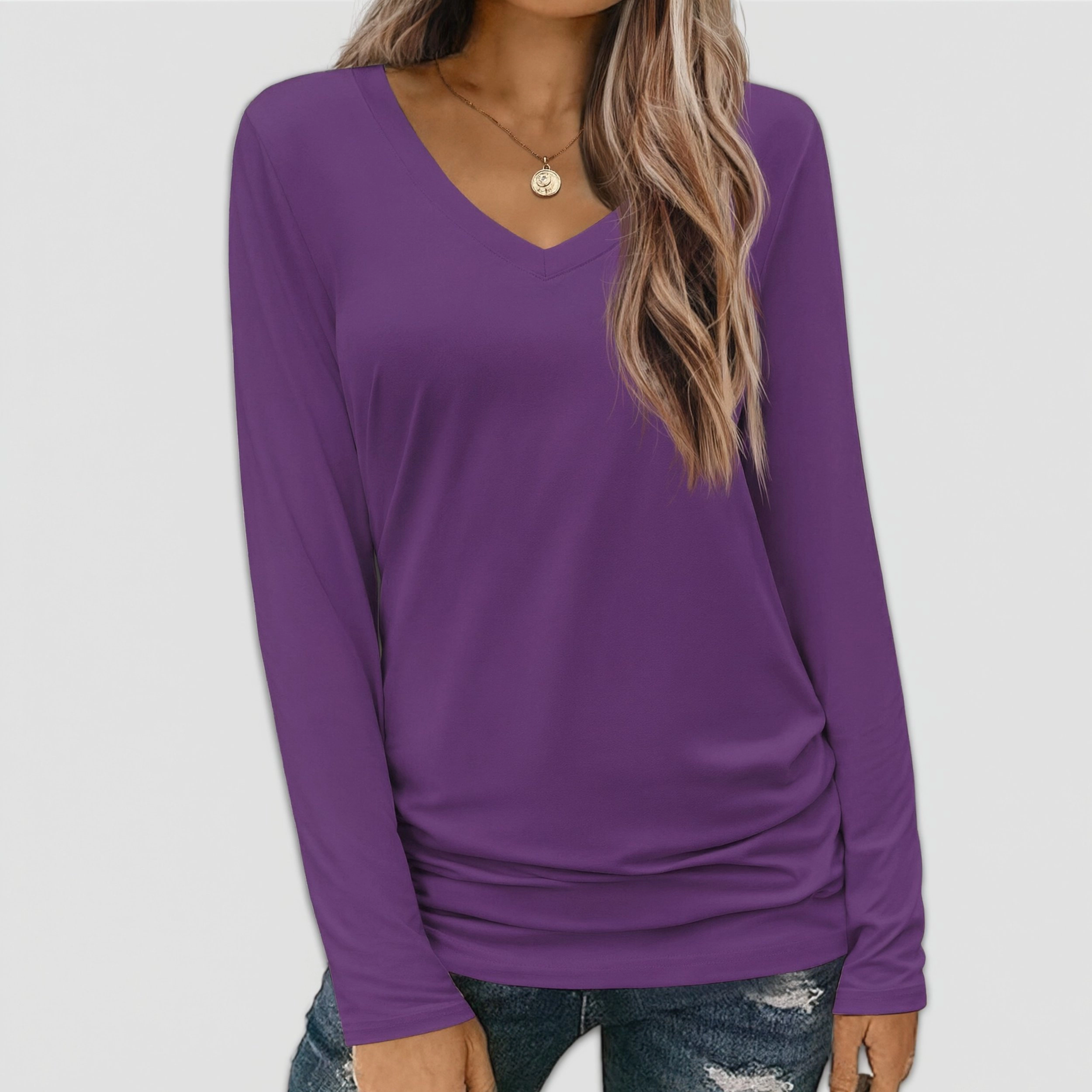 Zeagoo Women V Neck Long Sleeve T Shirt