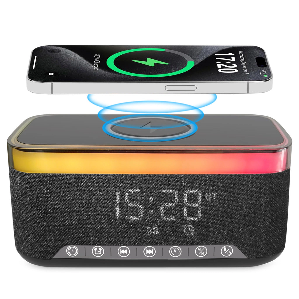 Alpha Digital Stereo, 10W, Alarm Clock, Wireless Charging, Light - Bluetooth Speaker
