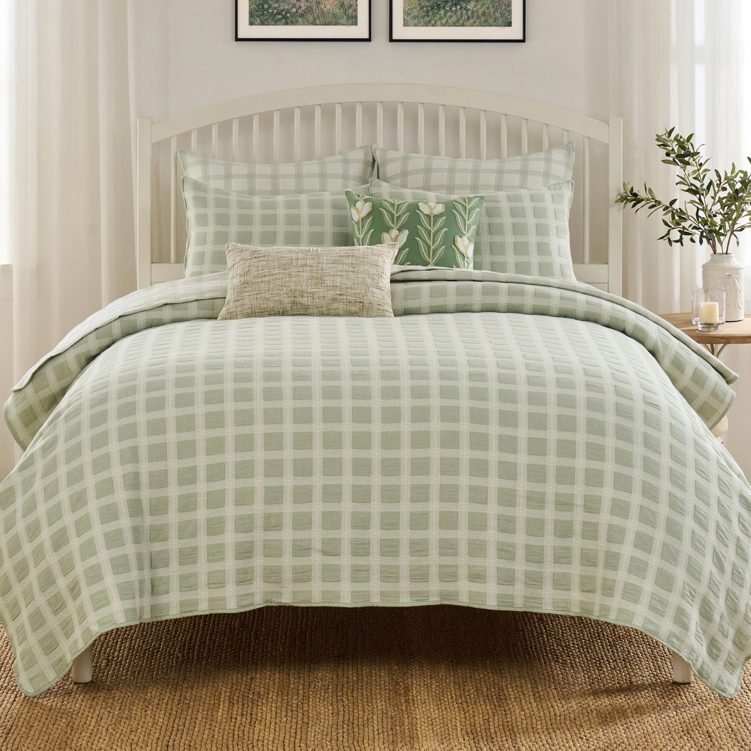 Greenland Home Fashions Millhouse Cotton Reversible Lightweight 2 PC Coverlet Set