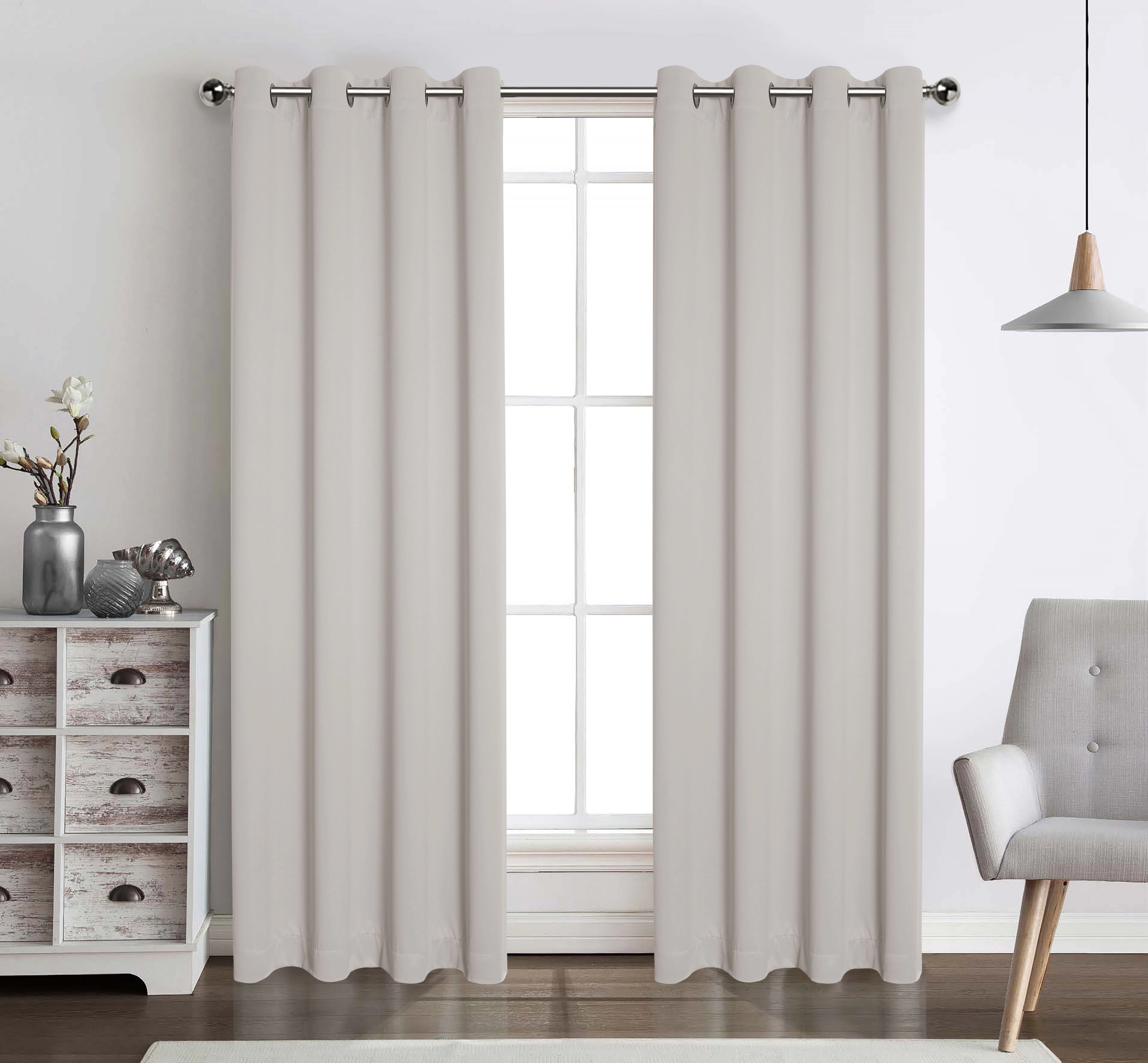 GoodGram 2 Pack Basic Solid Colored Semi Blackout Grommet Top Curtain Panels