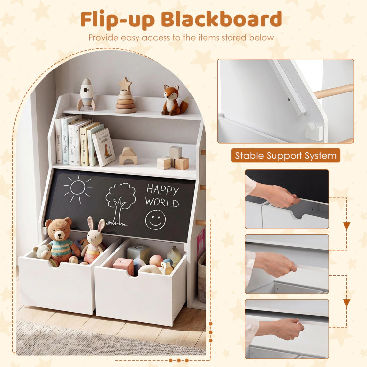 Hivvago Kids Toy Storage Organizer with Flip-up Blackboard