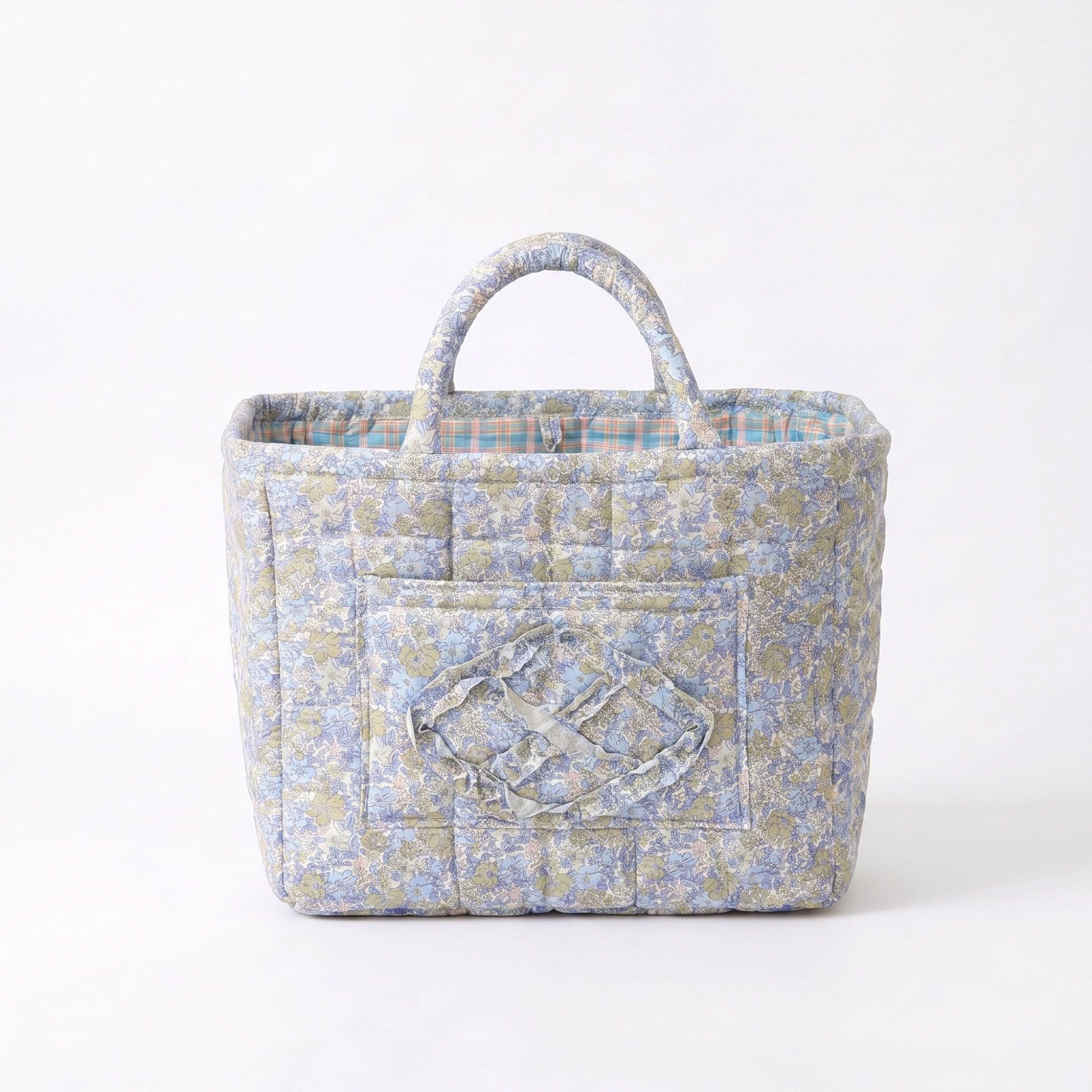 Alilang Unisex Floral Quilted Storage Tote with Handles and Front Pocket