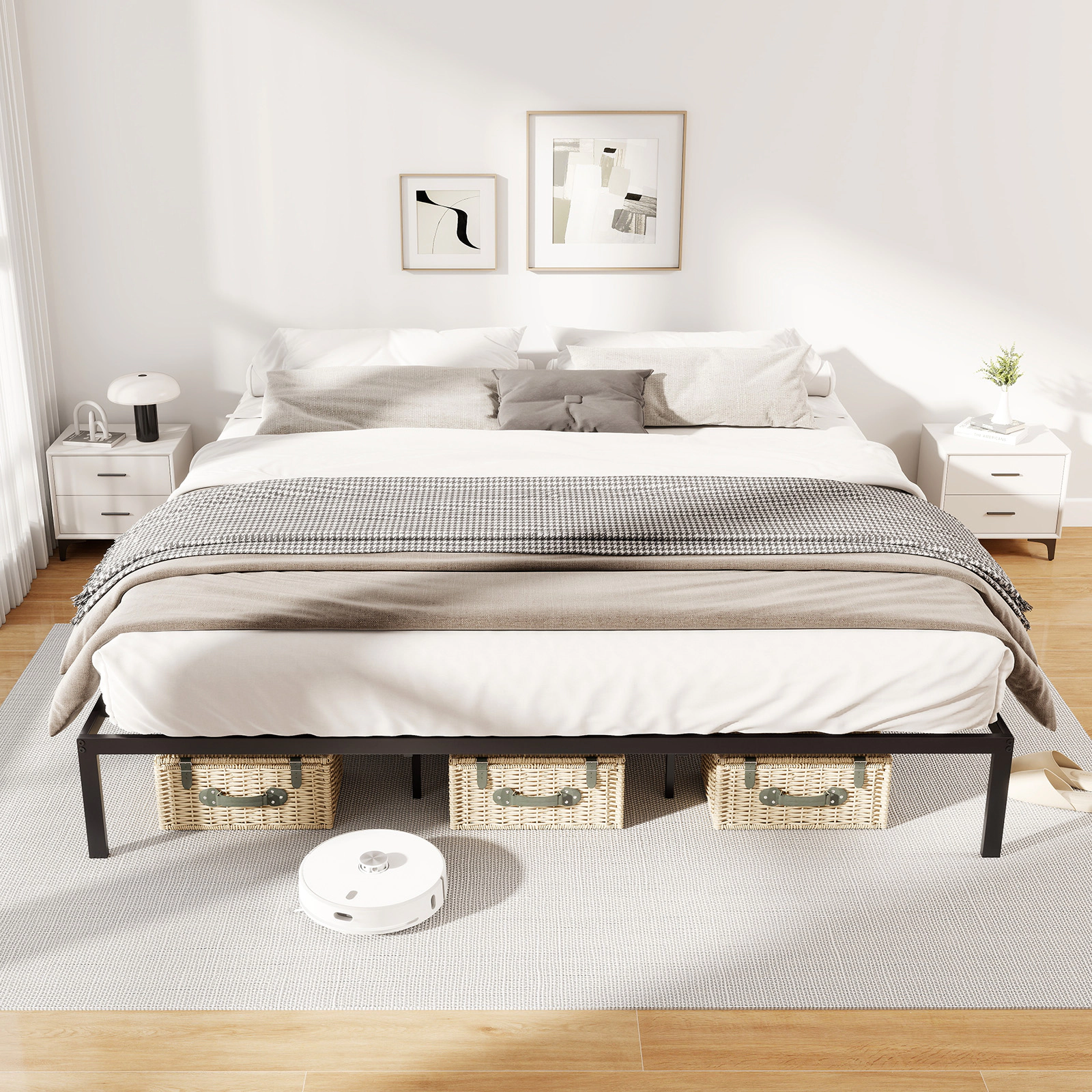 SUGIFT King Metal Platform Bed Frame, Reinforced Steel Slats, 880-lb Capacity, Black