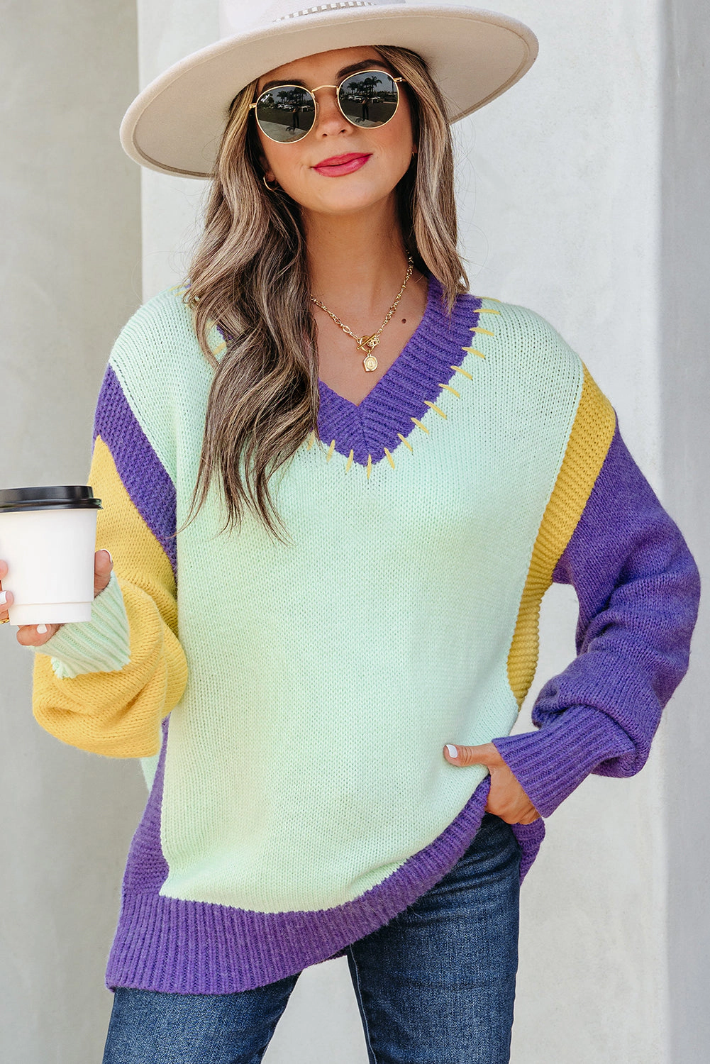 Threaded Pear Women's Colette Knitted Drop Shoulder Sweater