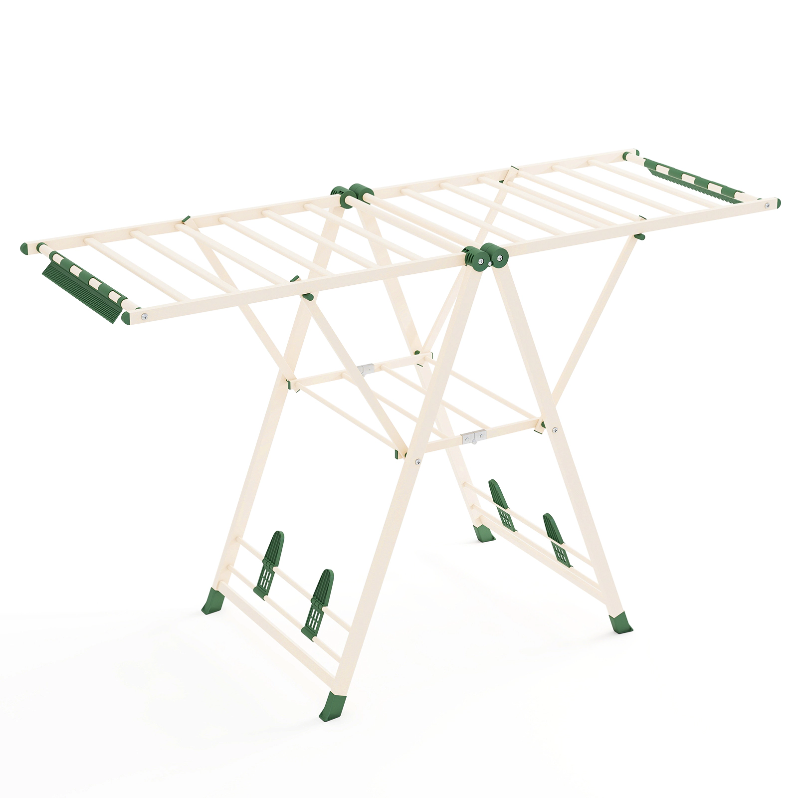 SUGIFT 64-in 90-lb Capacity Clothes Drying Rack with Adjustable Wings 28 Sock Clips and 4 Shoe Holders