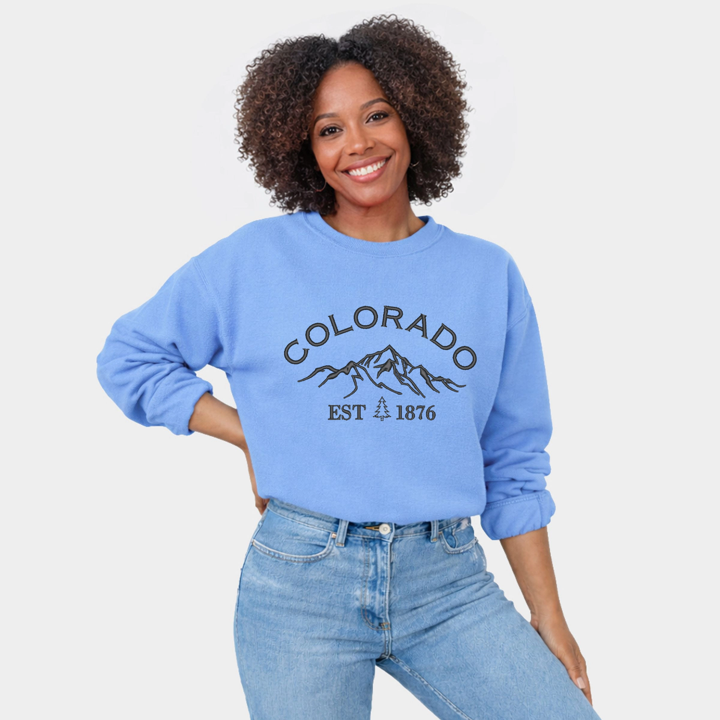 Simply Sage Market - Embroidered Colorado Mountains  Women's Graphic Sweatshirt