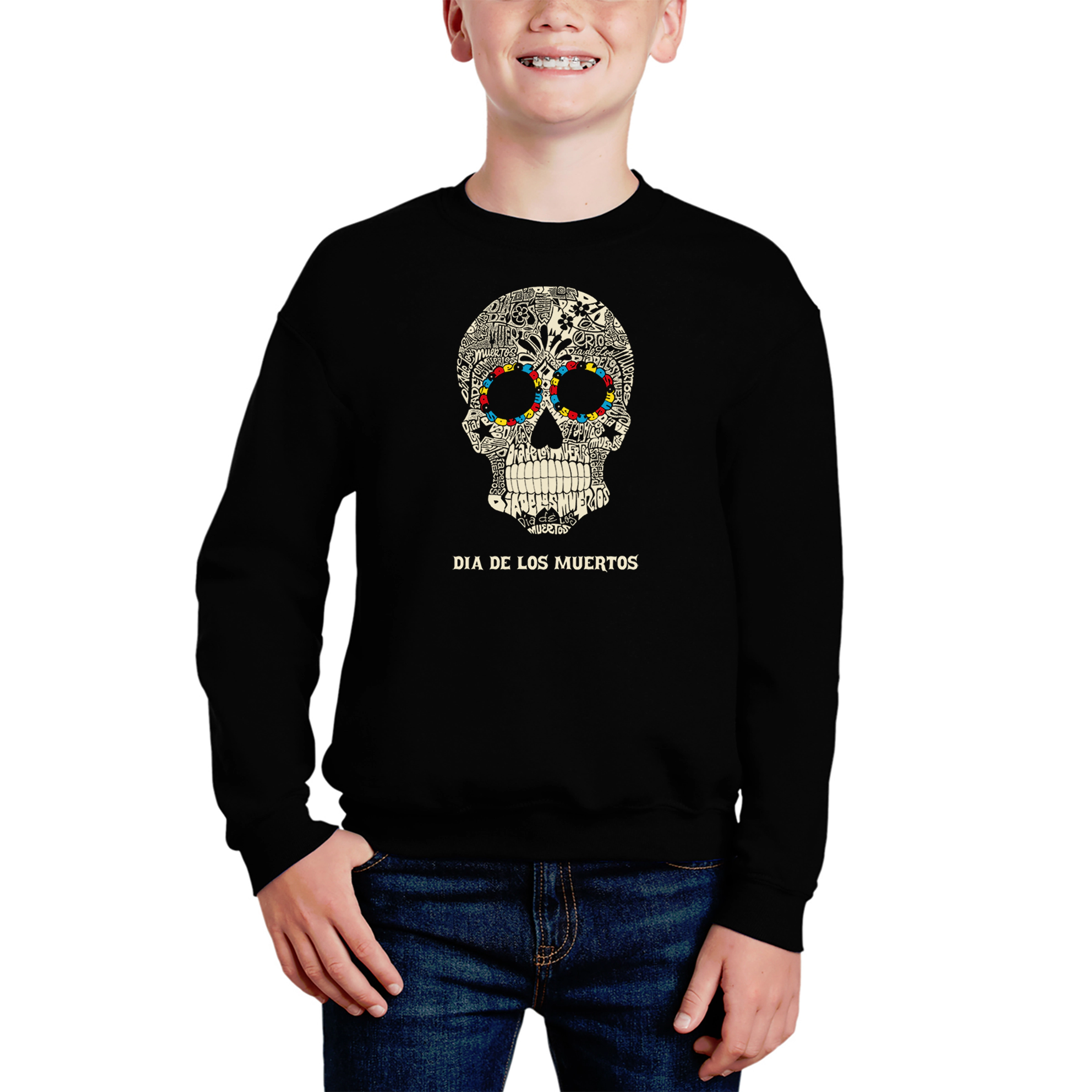 LA Pop Art Boy's Word Sweatshirt - Dia De Los Muertos